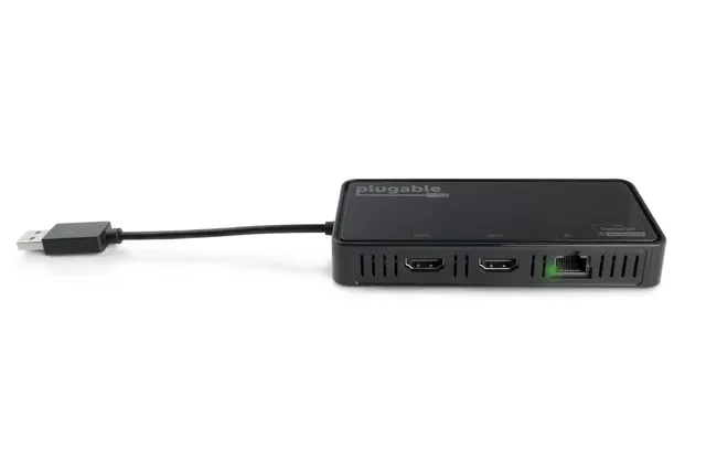 plugable-usb-3-0-dual-4k-hdmi-2-0-gigabit-ethernet-adapter-displaylink-dl-6950 image 1