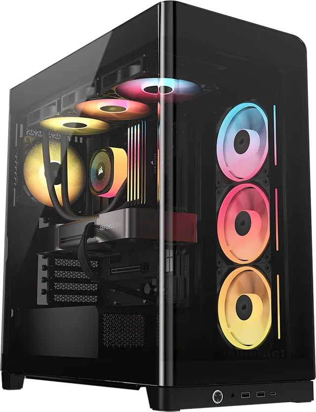 corsair-frame-4500x-lx-rgb-link-panoramic-mid-tower-pc-case-3x-pre-installed-fan image 1