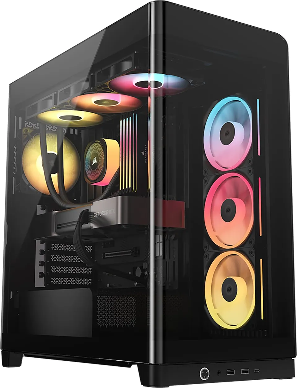 corsair-frame-4500x-lx-rgb-link-panoramic-mid-tower-pc-case-3x-pre-installed-fan image 1