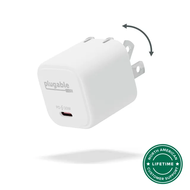 plugable-gan-usb-c-charger-block-30w-ps-30c1w-white image 1