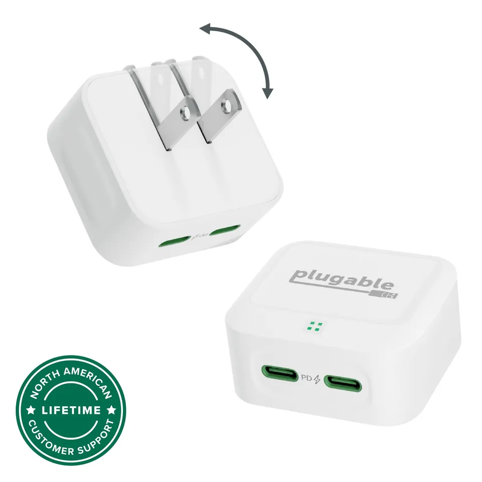 plugable-dual-usb-c-fast-charger-40w-white image 1