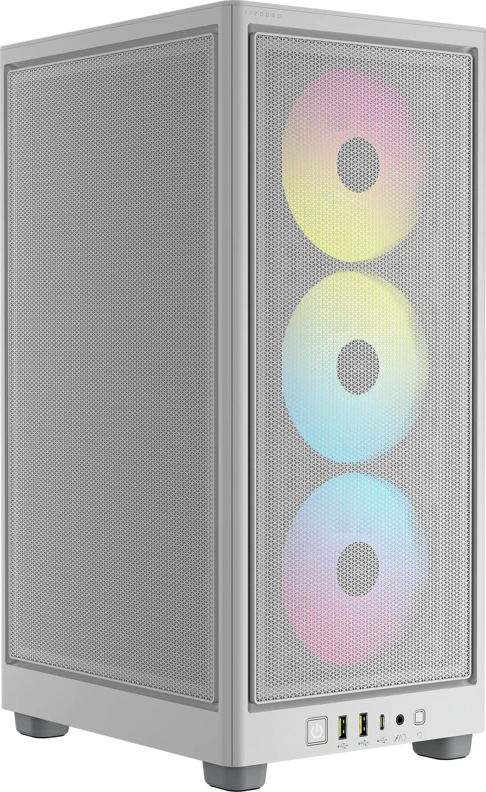 corsair-icue-2000d-rgb-airflow-mini-itx-pc-case-white-steel-mesh-panels-3x-sp120 image 1
