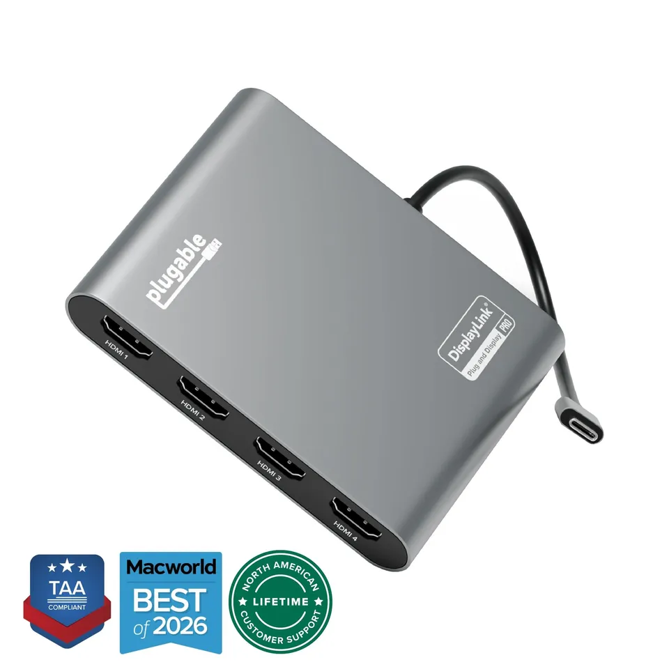 plugable-usbc-7400h4-usb-c-quad-4k-hdmi-graphics-adapter-with-100w-pd image 1