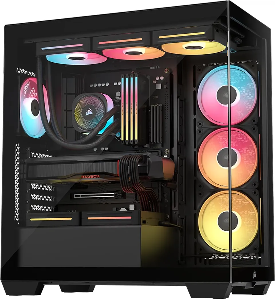 corsair-3500x-lx-rgb-link-panoramic-mid-tower-pc-case-black-3x-pre-installed-fan image 1