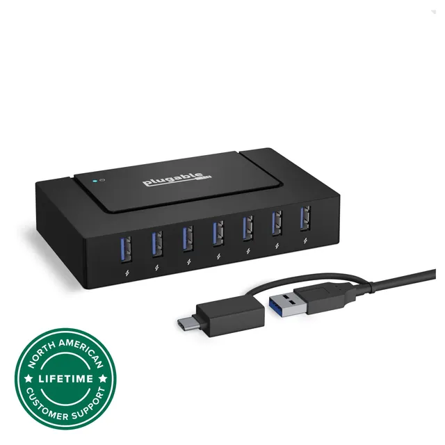 plugable-usb-3-0-and-usb-c-7-port-charging-hub-with-60w-power-adapter image 1