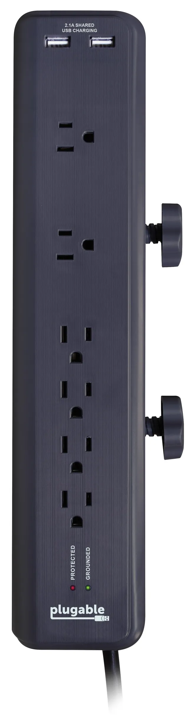 plugable-6-outlet-clamping-desk-mountable-power-strip-with-2-port-usb-charger image 1