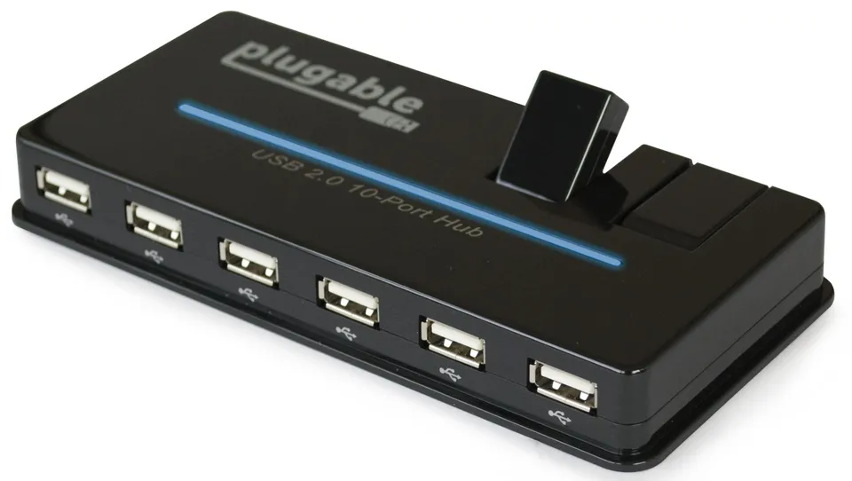 plugable-usb-2-0-10-port-hub-with-20w-power-adapter-usb2-hub10c2 image 1