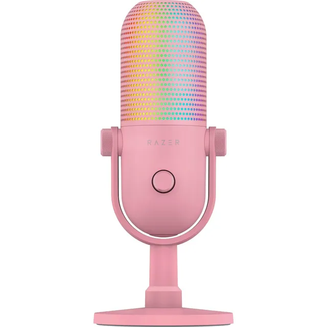 razer-seiren-v3-chroma-32-bit-dsp-usb-c-microphone-for-pc-quartz-pink-ai-audio-p image 1