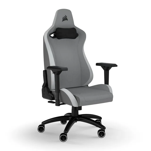 corsair-tc200-fabric-gaming-chair-standard-fit-light-gray-and-white image 1