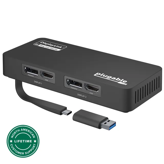 plugable-usb-3-0-usb-c-dual-display-adapter-usbc-6950u-2x-4k60-hdmi-displayport image 1