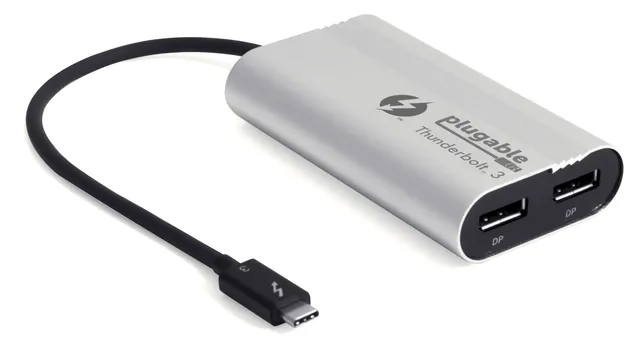 plugable-tbt3-dp2x-thunderbolt-3-dual-displayport-adapter-for-mac-dual-4k-60hz image 1
