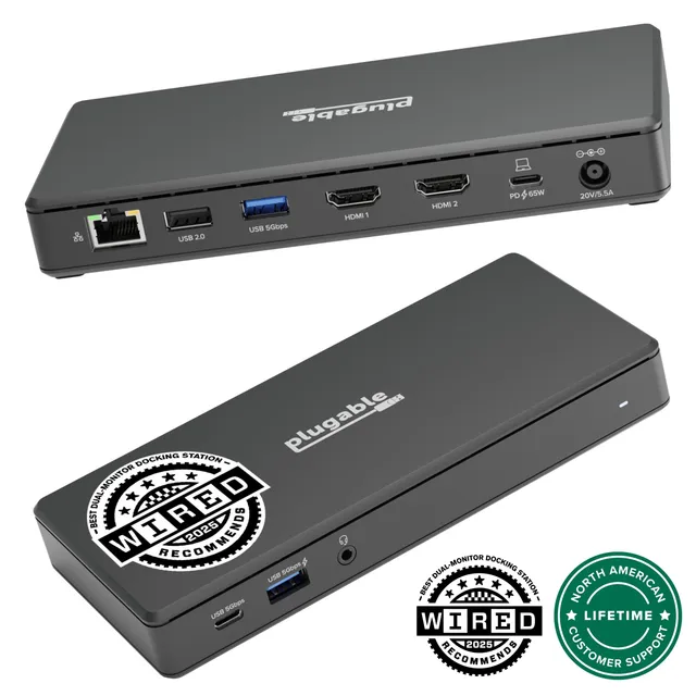 plugable-usb-c-docking-station-dual-4k-60hz-hdmi-65w-charging-gigabit-ethernet-u image 1