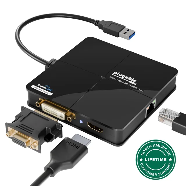 plugable-usb-3-0-dual-display-adapter-with-gigabit-ethernet-displaylink image 1