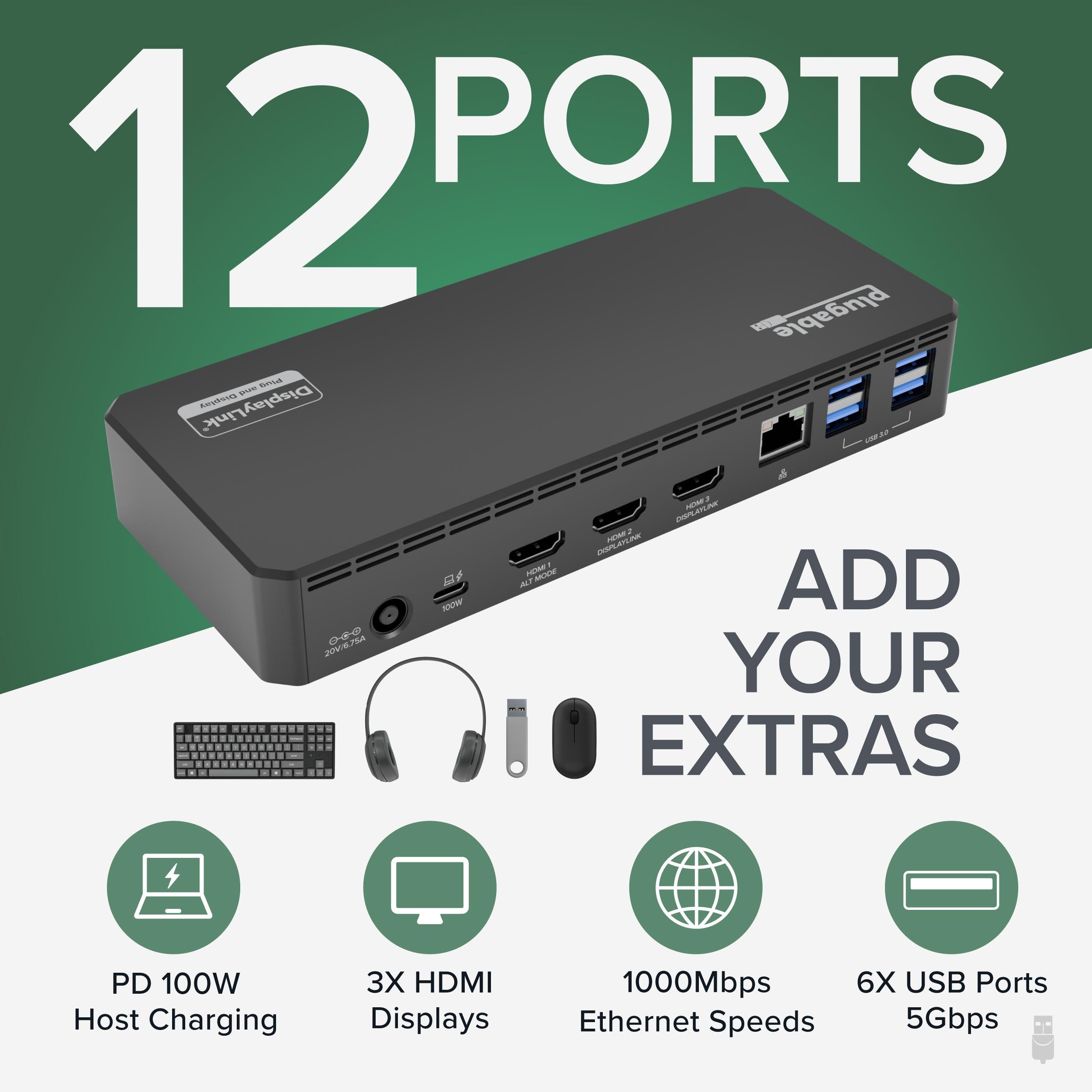 plugable-ud-3900pdz-usb-c-triple-monitor-docking-station-with-100w-charging image 2