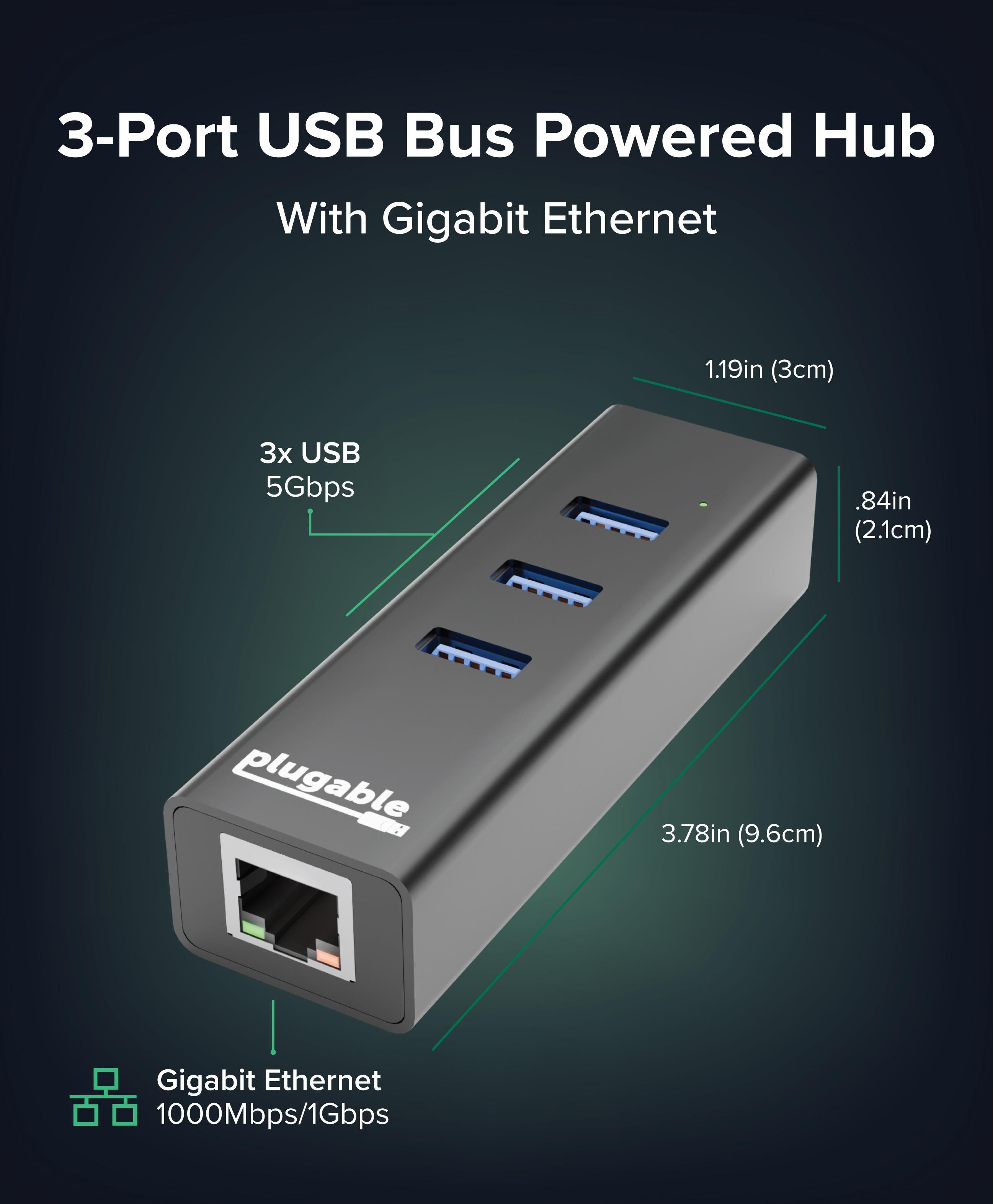 plugable-usb-3-0-3-port-hub-with-gigabit-ethernet-usb3-hub3me image 2