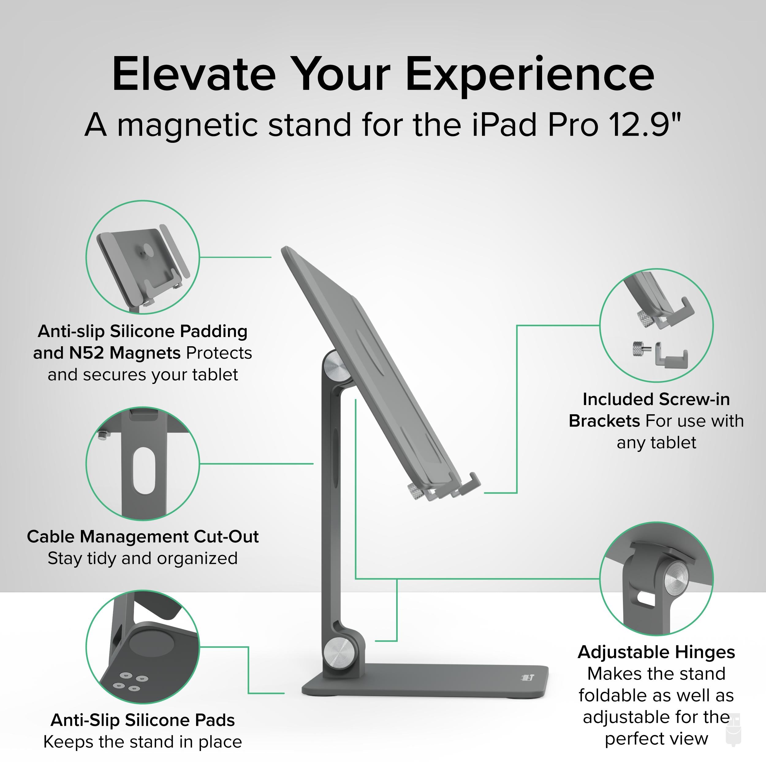 plugable-magnetic-ipad-tablet-stand-for-ipad-pro-12-9-adjustable-angle-aluminum image 2