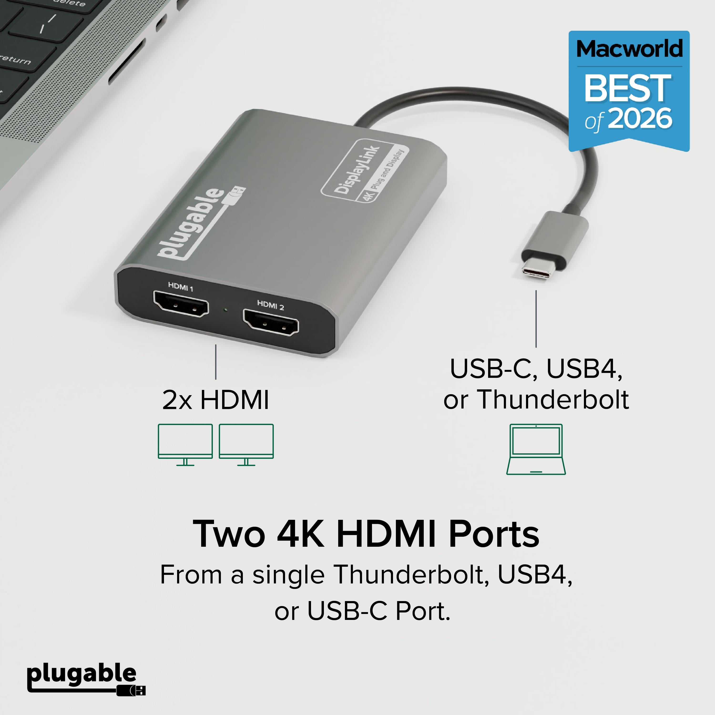 plugable-usb-c-to-hdmi-adapter-dual-monitor-4k-60hz-for-mac-m1-m2-m3 image 2
