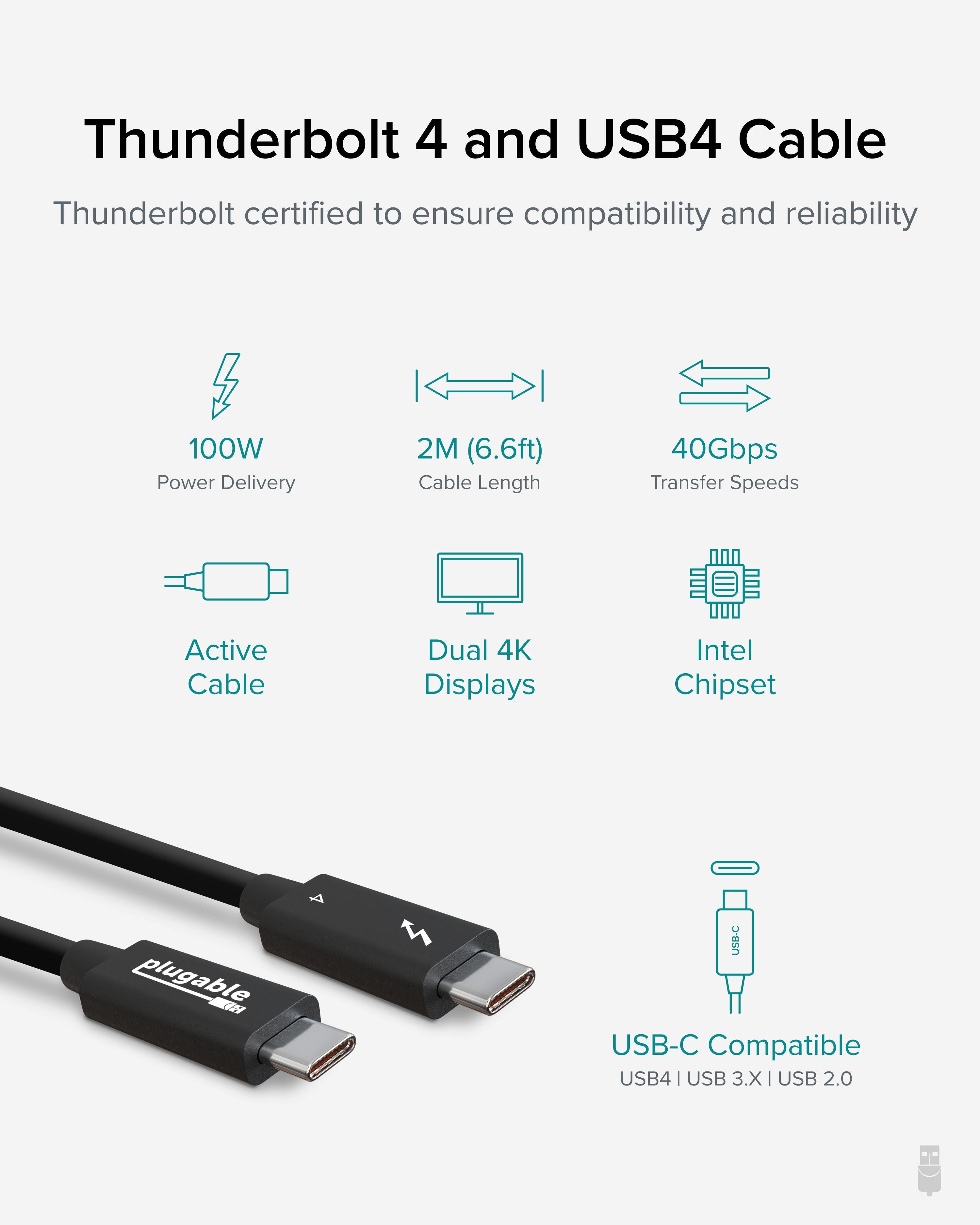 plugable-thunderbolt-4-cable-6-6ft-2m-active-40gbps-100w image 2