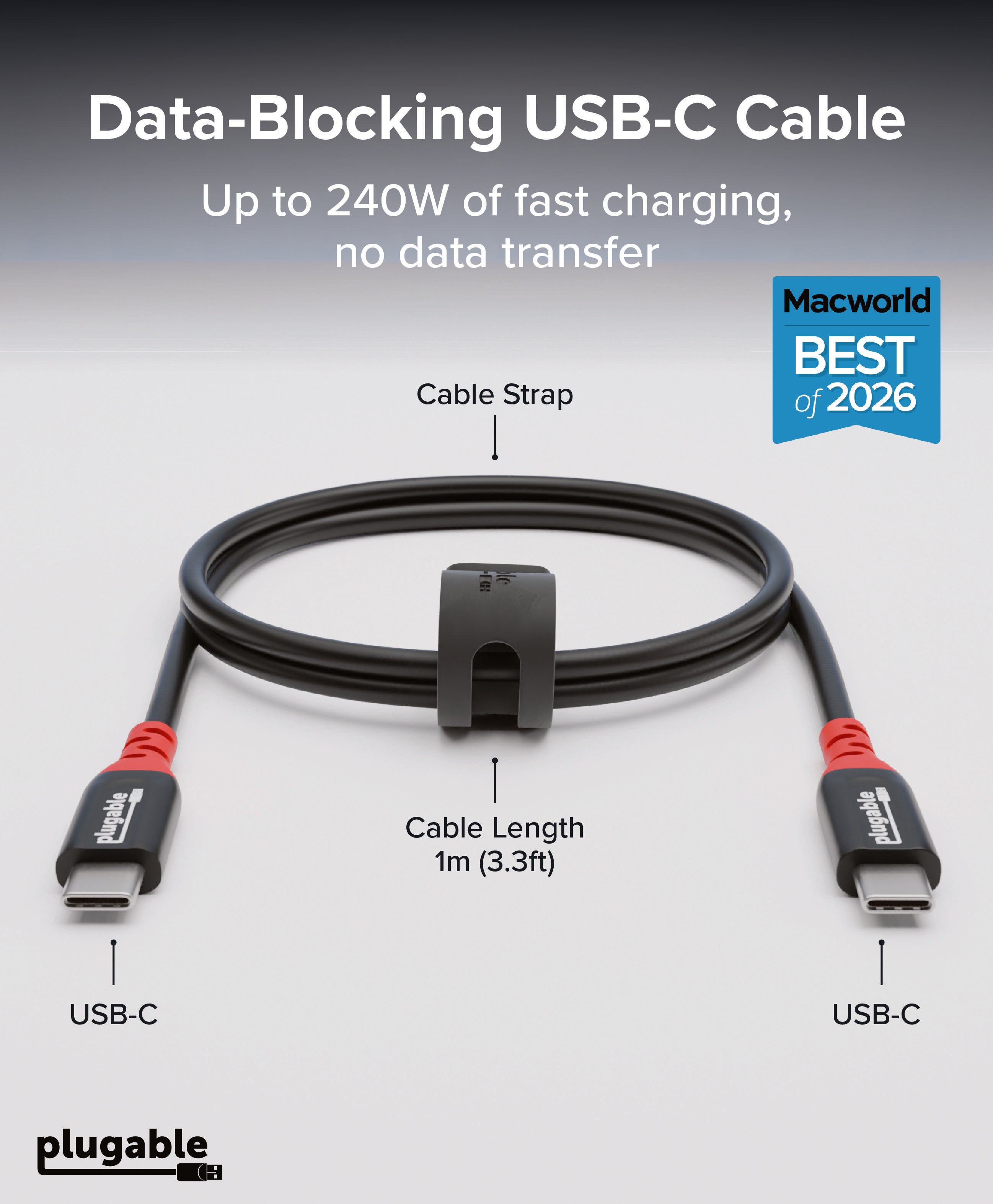 plugable-240w-usb-c-charge-only-cable-with-data-blocker-3-3-ft-1m image 2