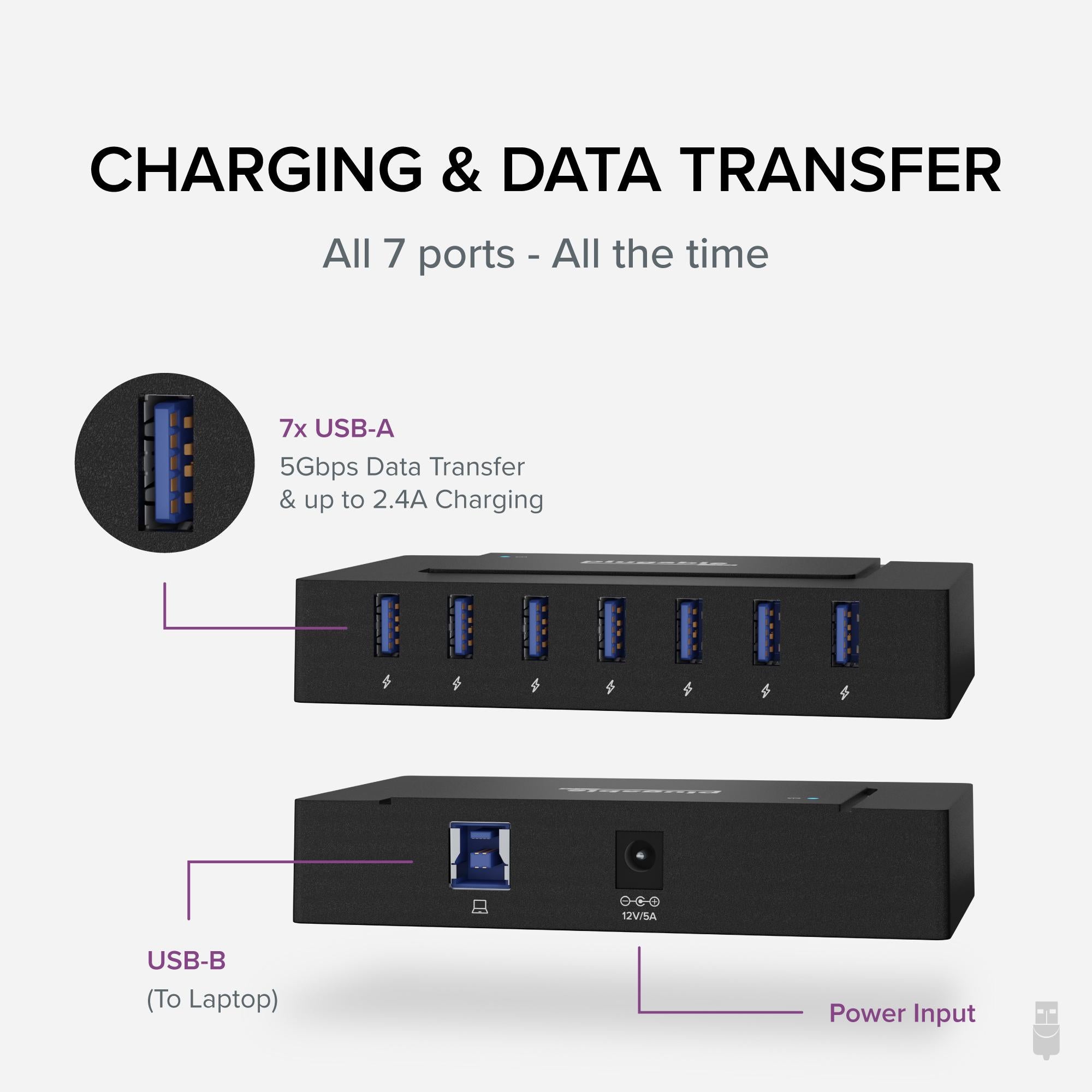 plugable-usb-3-0-and-usb-c-7-port-charging-hub-with-60w-power-adapter image 2