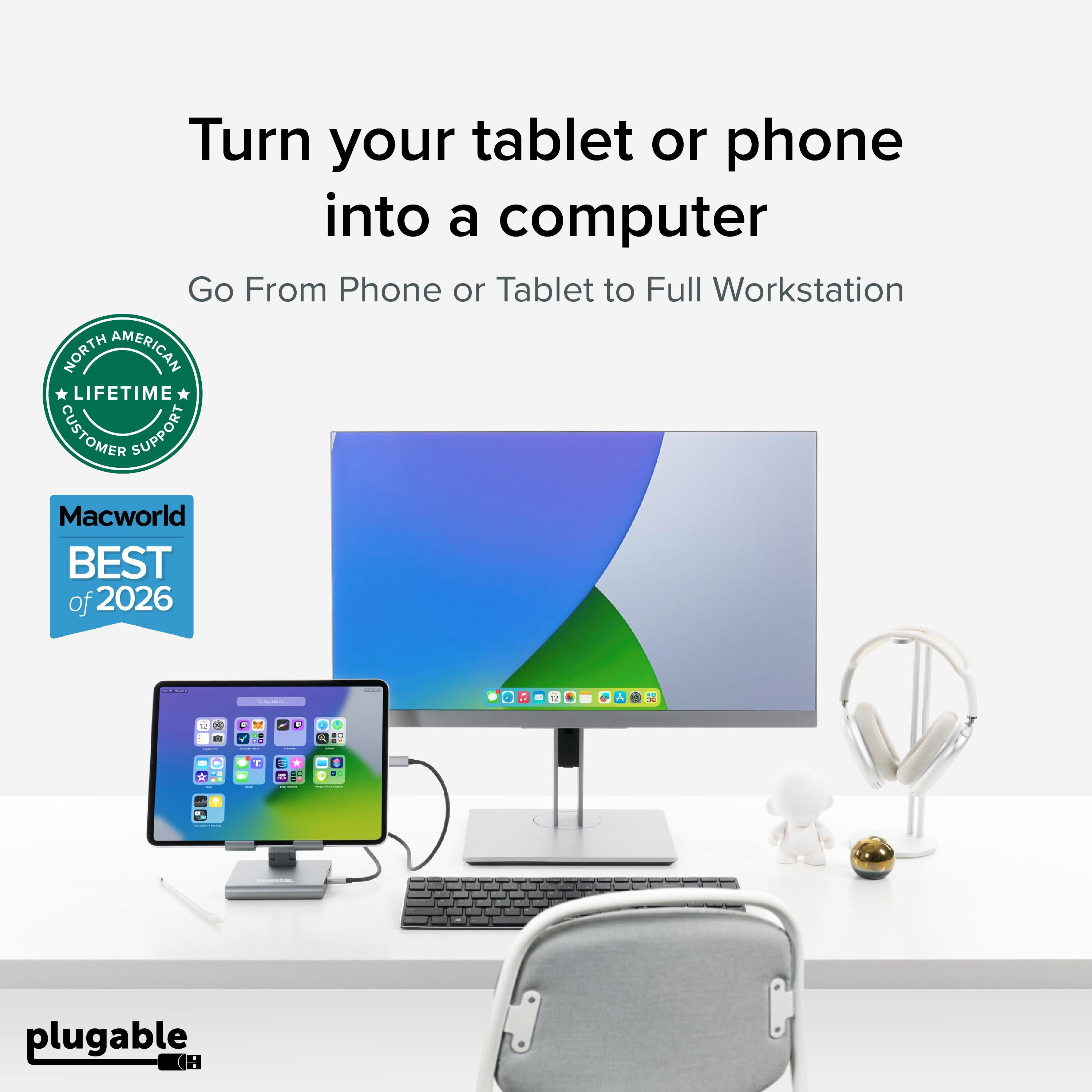 plugable-usb-c-docking-station-with-tablet-stand-for-ipad-7-in-1-100w-charging image 2