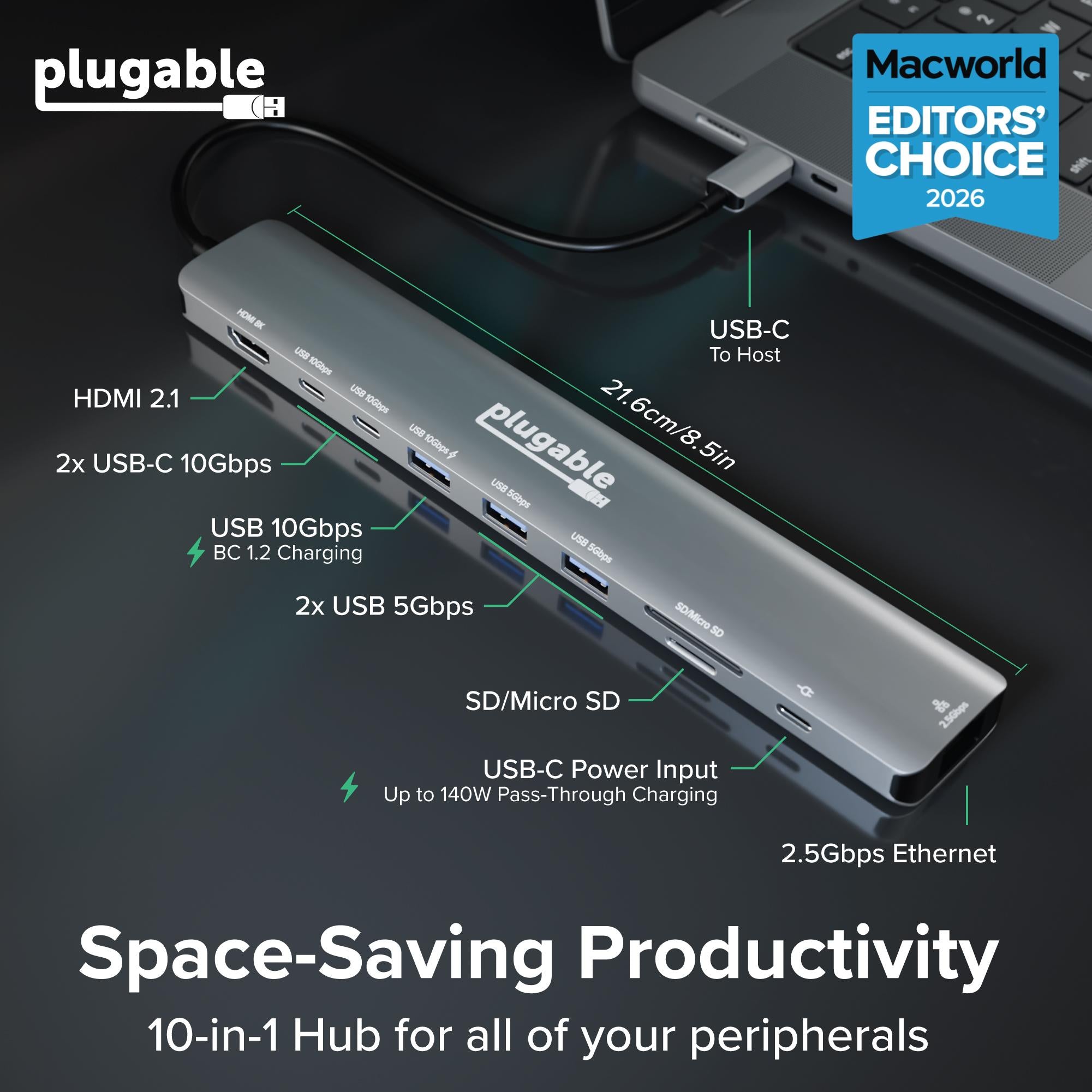 plugable-usbc-10in1e-10-in-1-usb-c-hub-with-4k-144hz-hdmi-2-5g-ethernet-140w-pas image 2