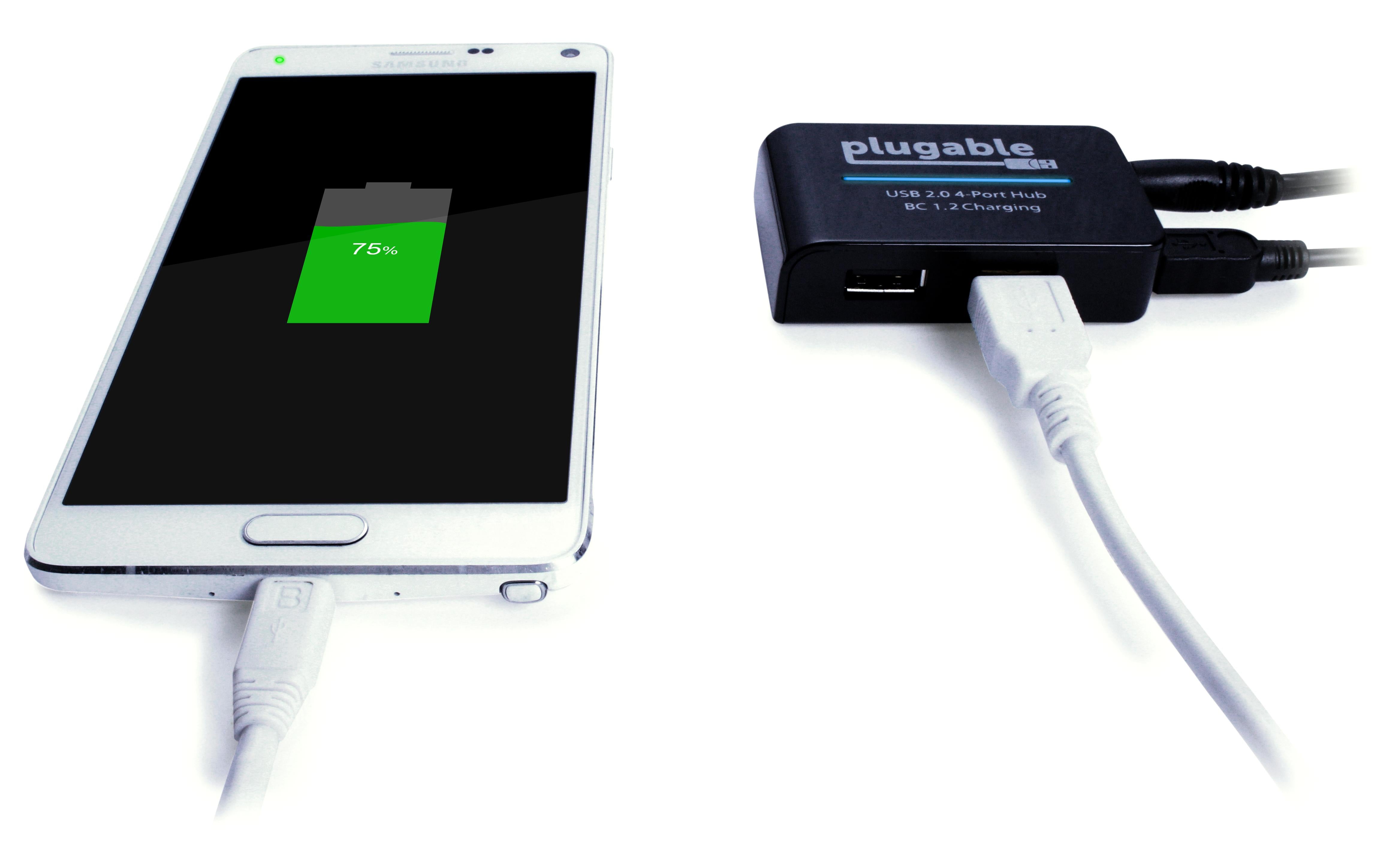 plugable-usb-2-0-4-port-hub-with-12-5w-power-adapter-and-bc-1-2-charging image 2