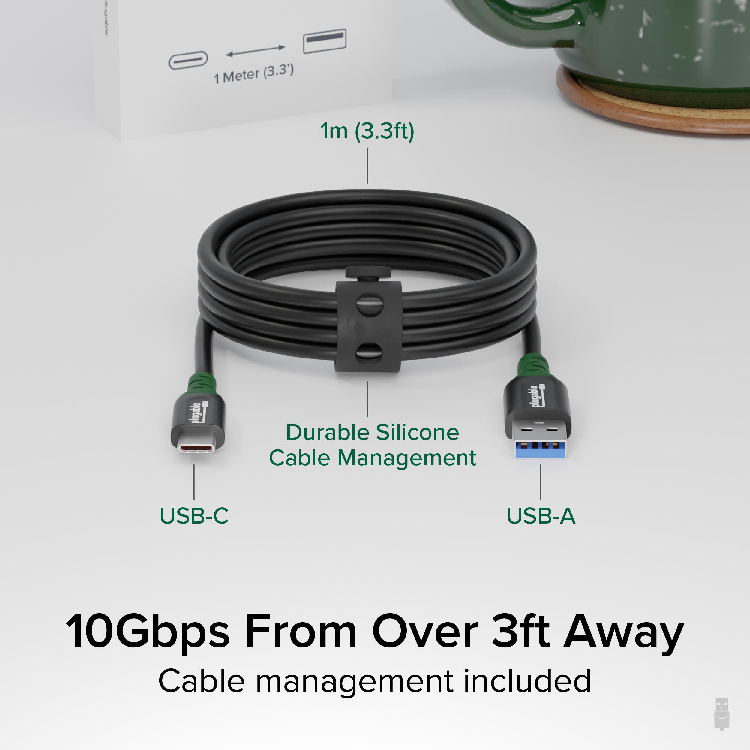 plugable-usbc-a1m-usb-c-to-usb-a-cable-10gbps-data-60w-charging-3-3ft-1m image 2