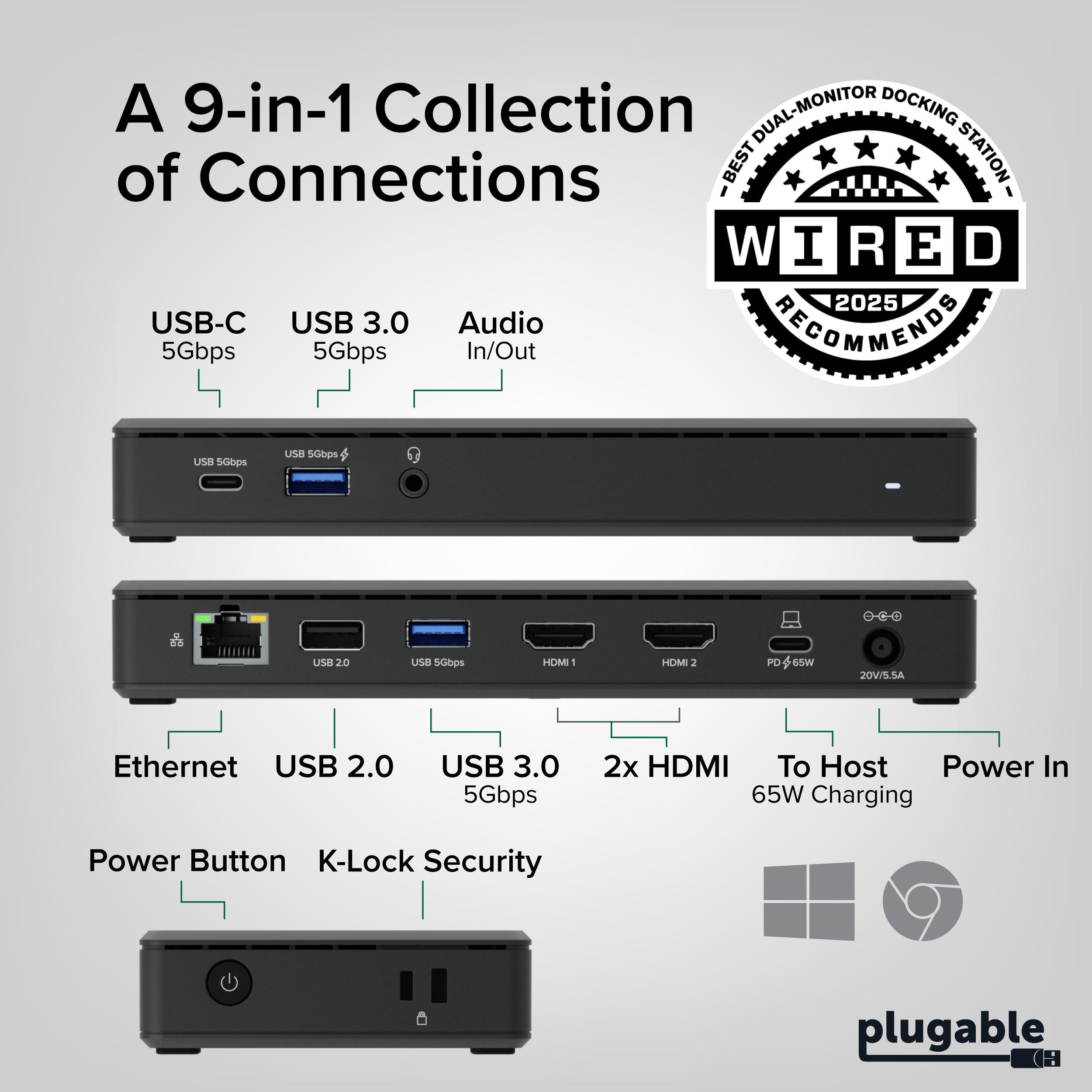 plugable-usb-c-docking-station-dual-4k-60hz-hdmi-65w-charging-gigabit-ethernet-u image 2