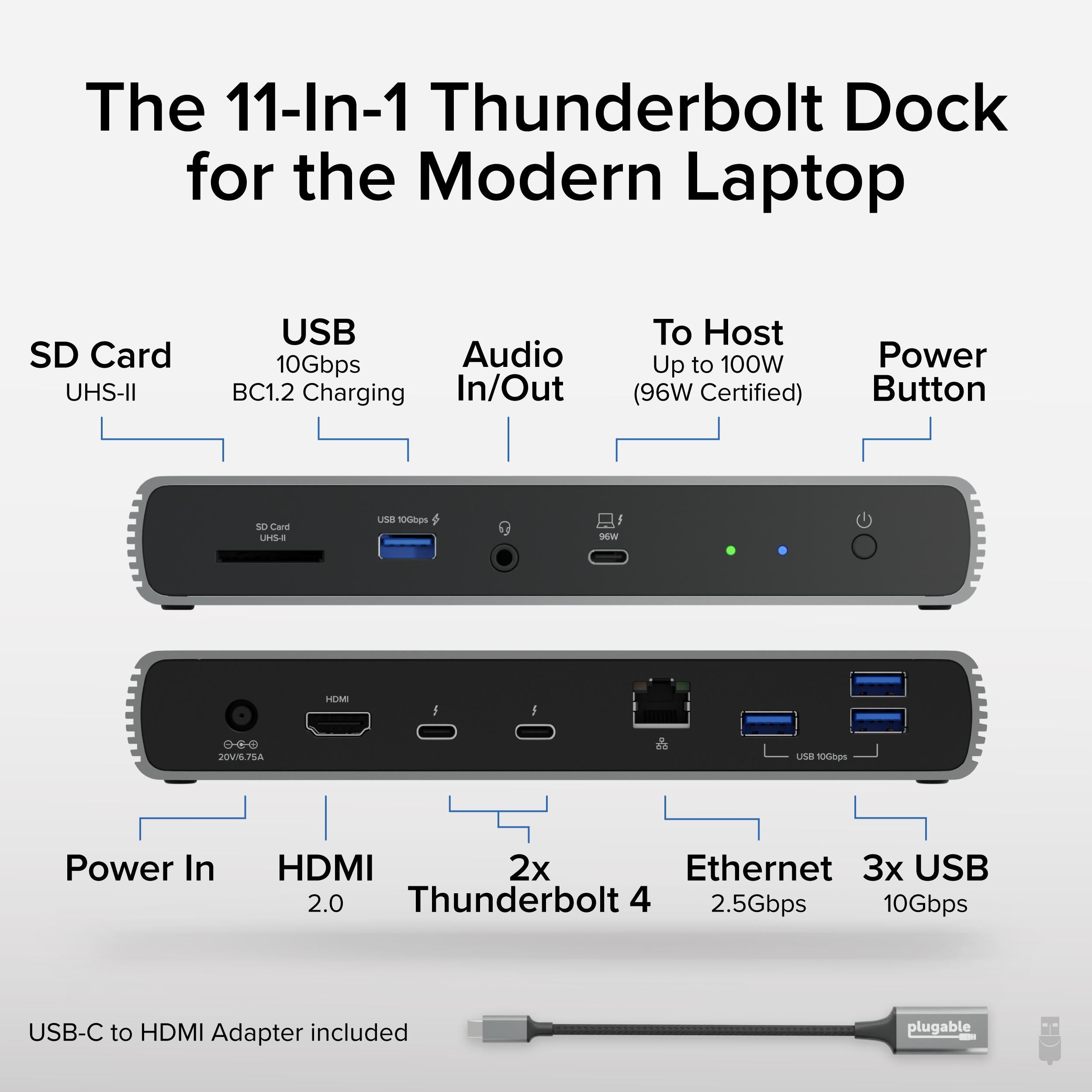 plugable-thunderbolt-4-usb4-hdmi-docking-station-with-96w-charging-tbt4-udx1 image 2
