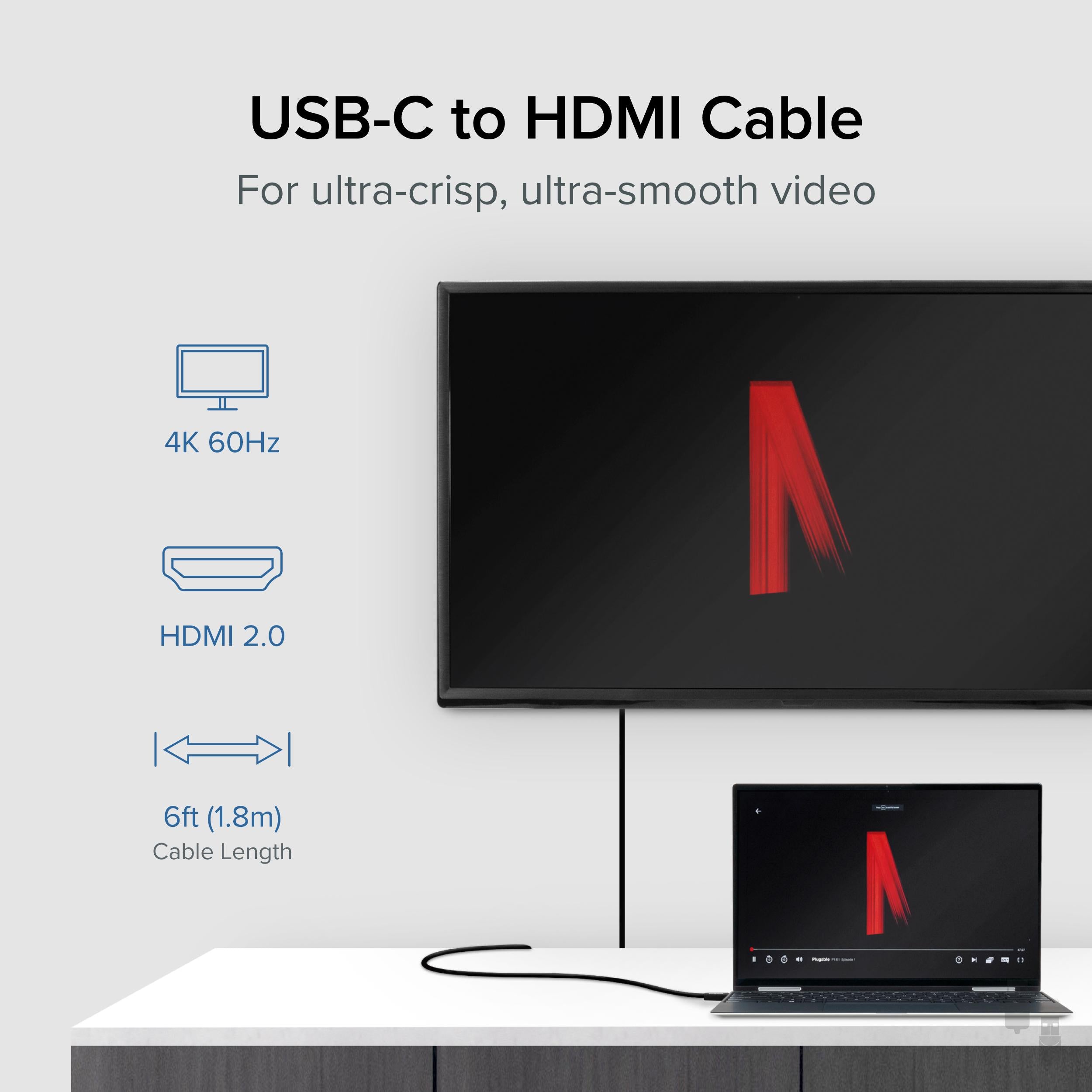 plugable-usb-c-to-hdmi-2-0-cable-4k-60hz-usbc-hdmi-cable image 2