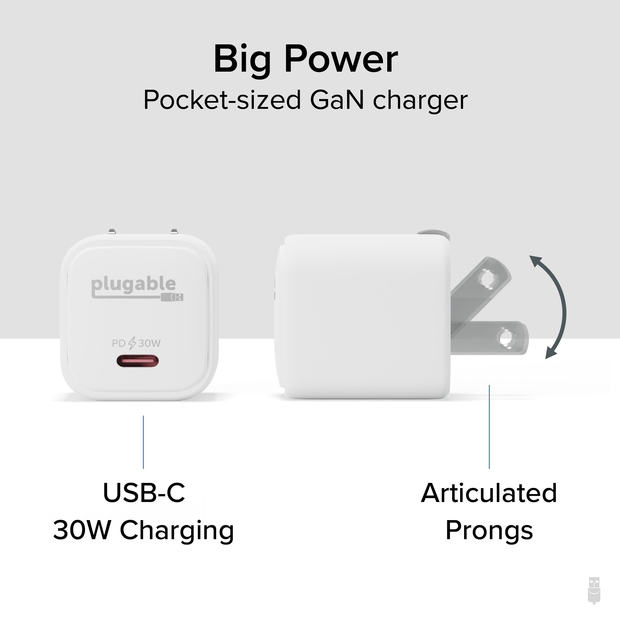 plugable-gan-usb-c-charger-block-30w-ps-30c1w-white image 2