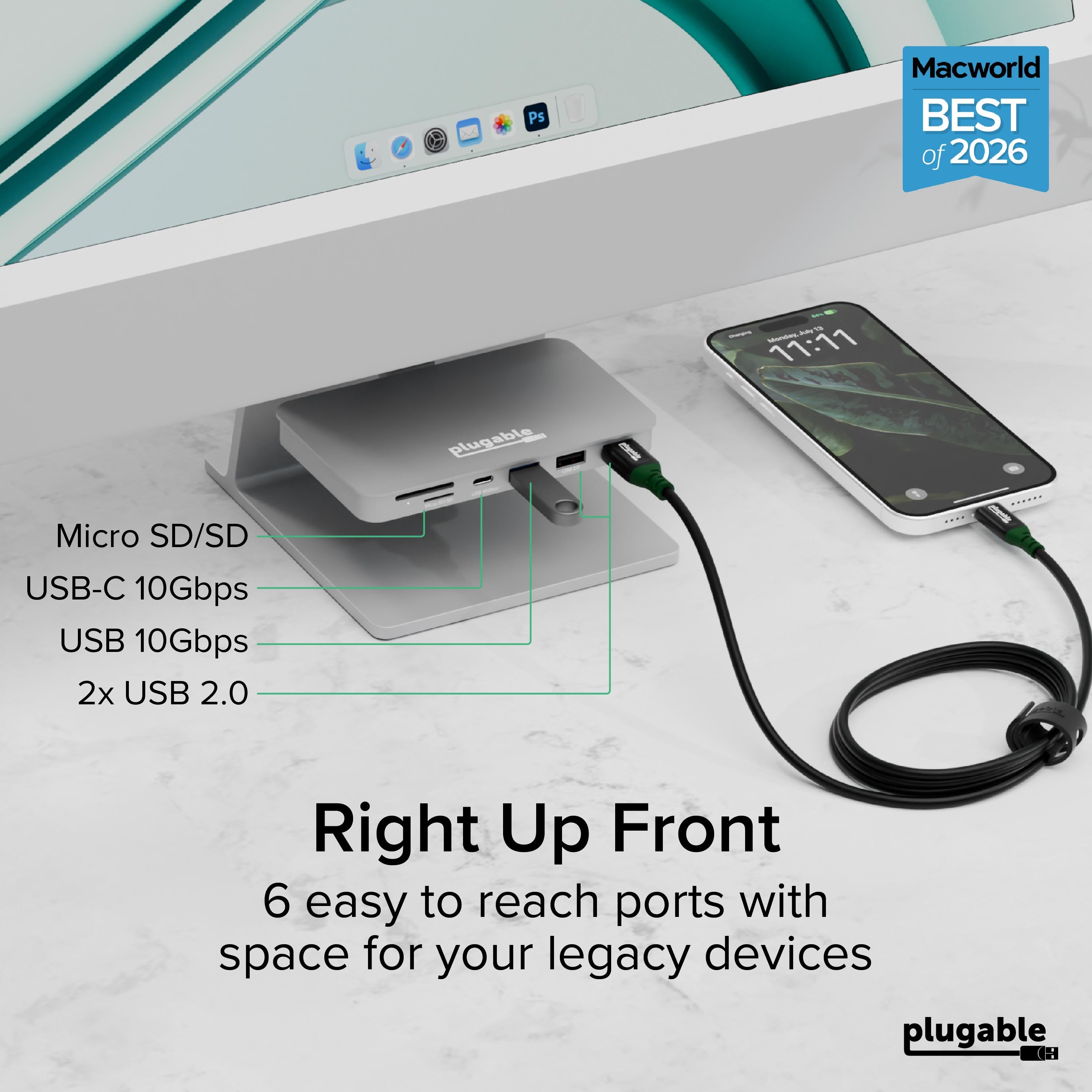 plugable-6-in-1-usb-c-hub-for-imac-24-inch-mounted-ad-6in1 image 3
