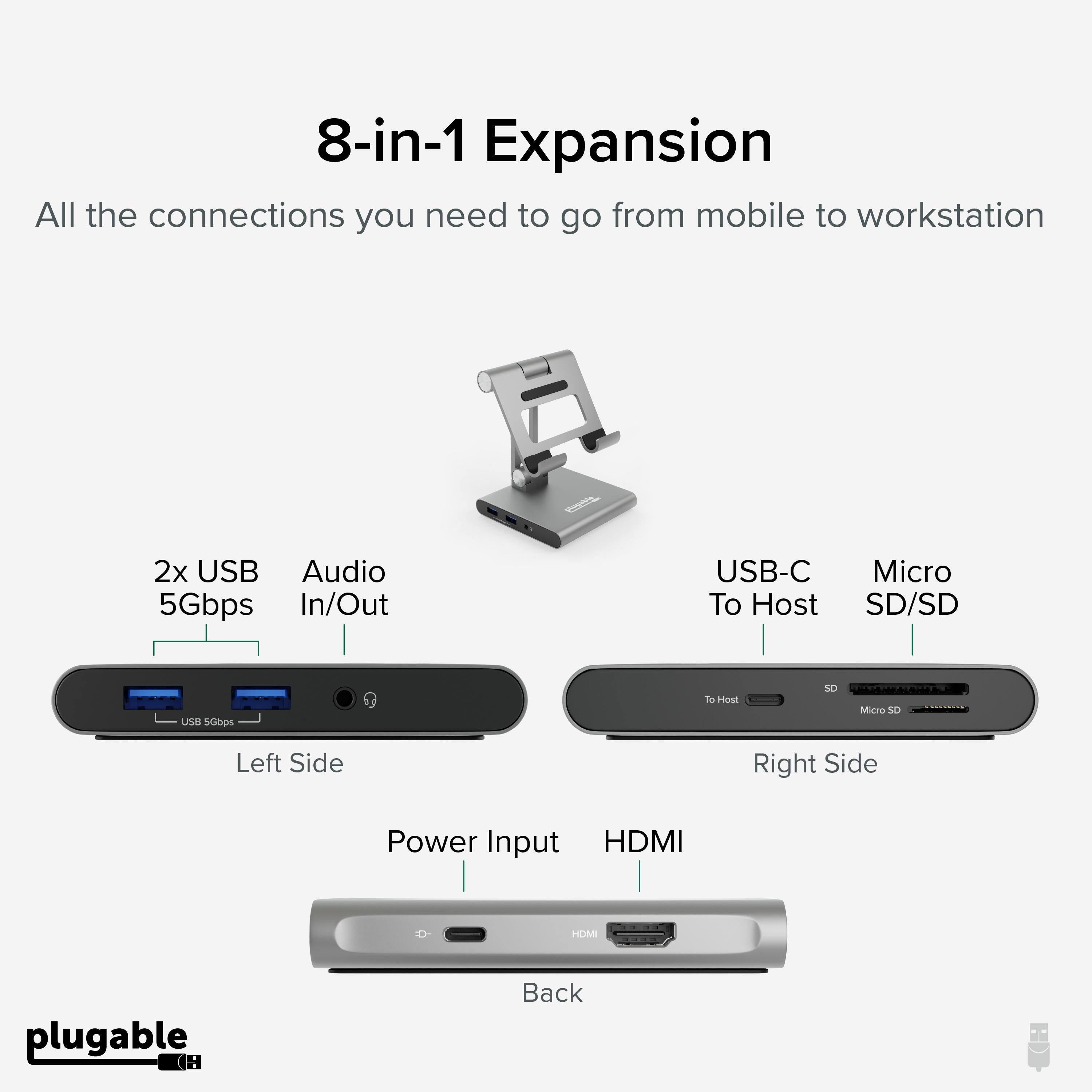 plugable-usb-c-docking-station-with-tablet-stand-for-ipad-7-in-1-100w-charging image 3