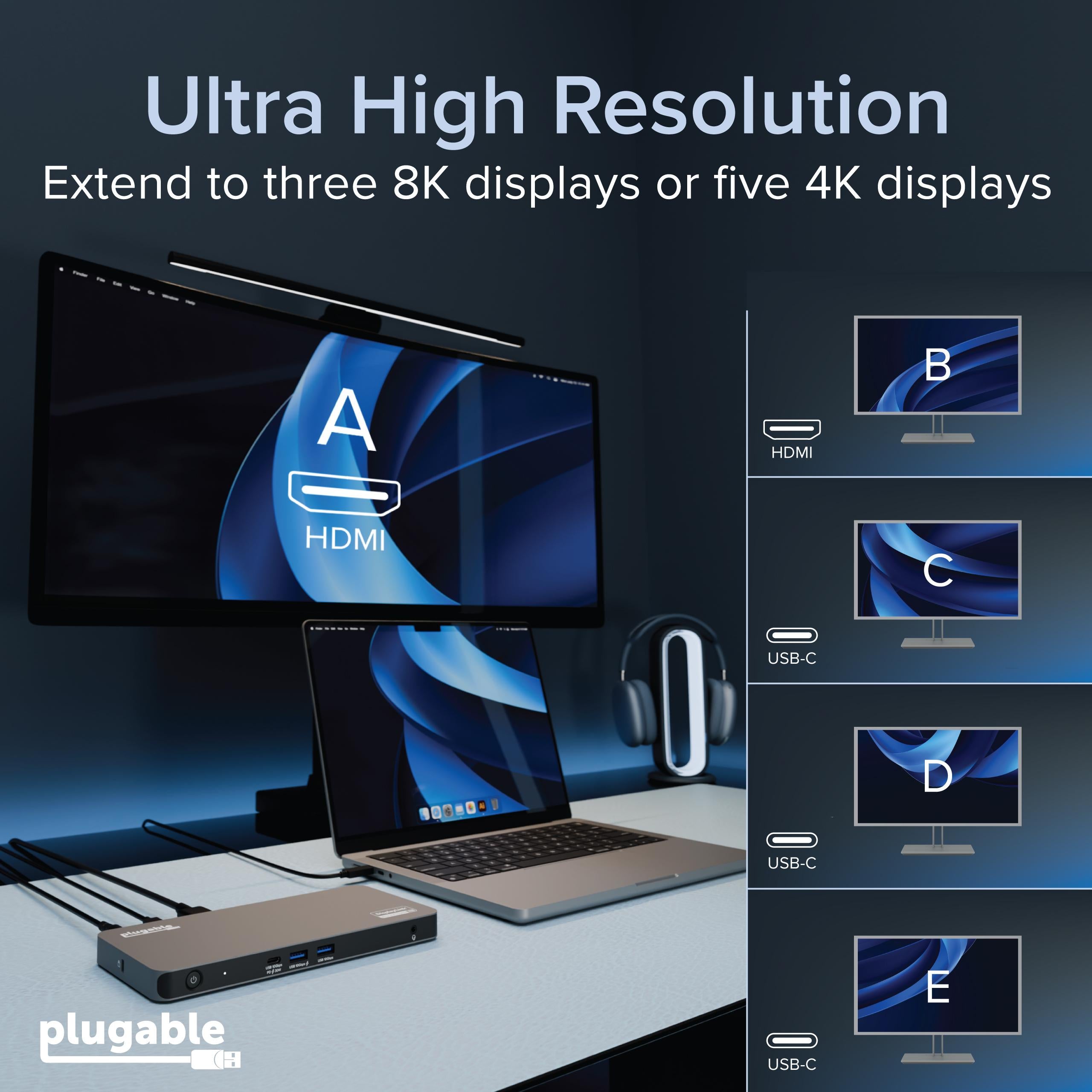 plugable-usb-c-5-display-docking-station-with-hdmi-2-1-and-140w-charging image 3