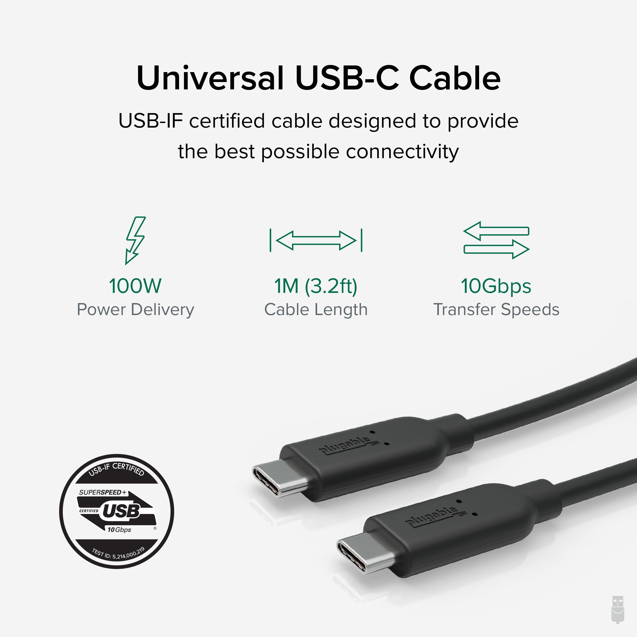 plugable-usbc-c100-usb-c-to-usb-c-cable-1-meter-10gbps-5a-usb-if-certified image 3