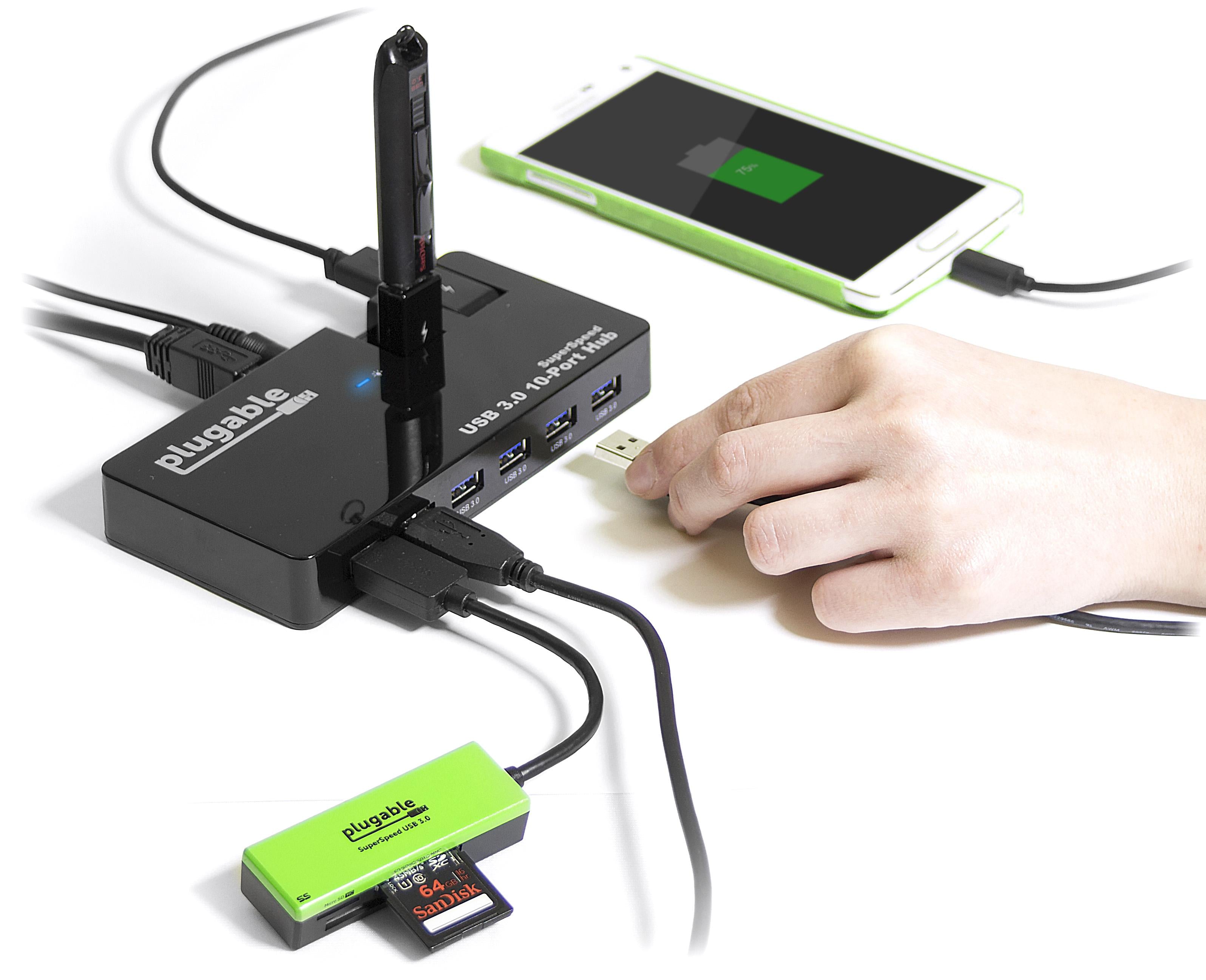 plugable-usb-3-0-10-port-hub-with-50w-power-adapter image 3