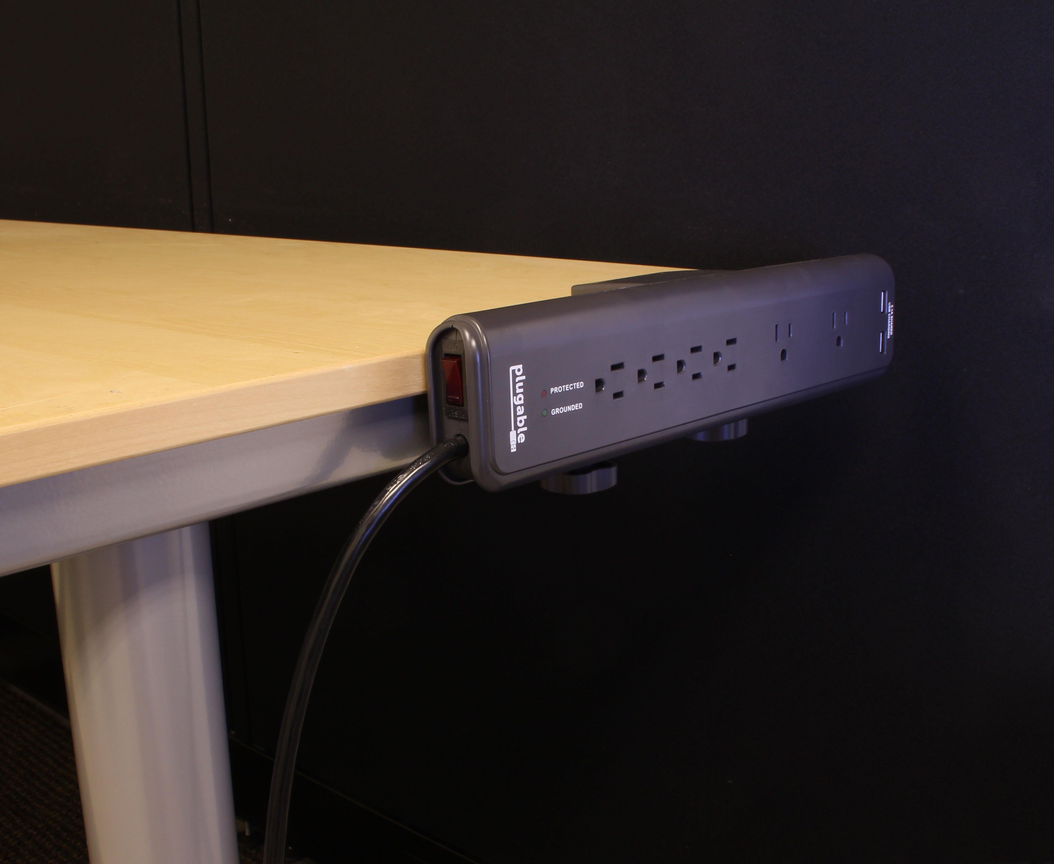 plugable-6-outlet-clamping-desk-mountable-power-strip-with-2-port-usb-charger image 3