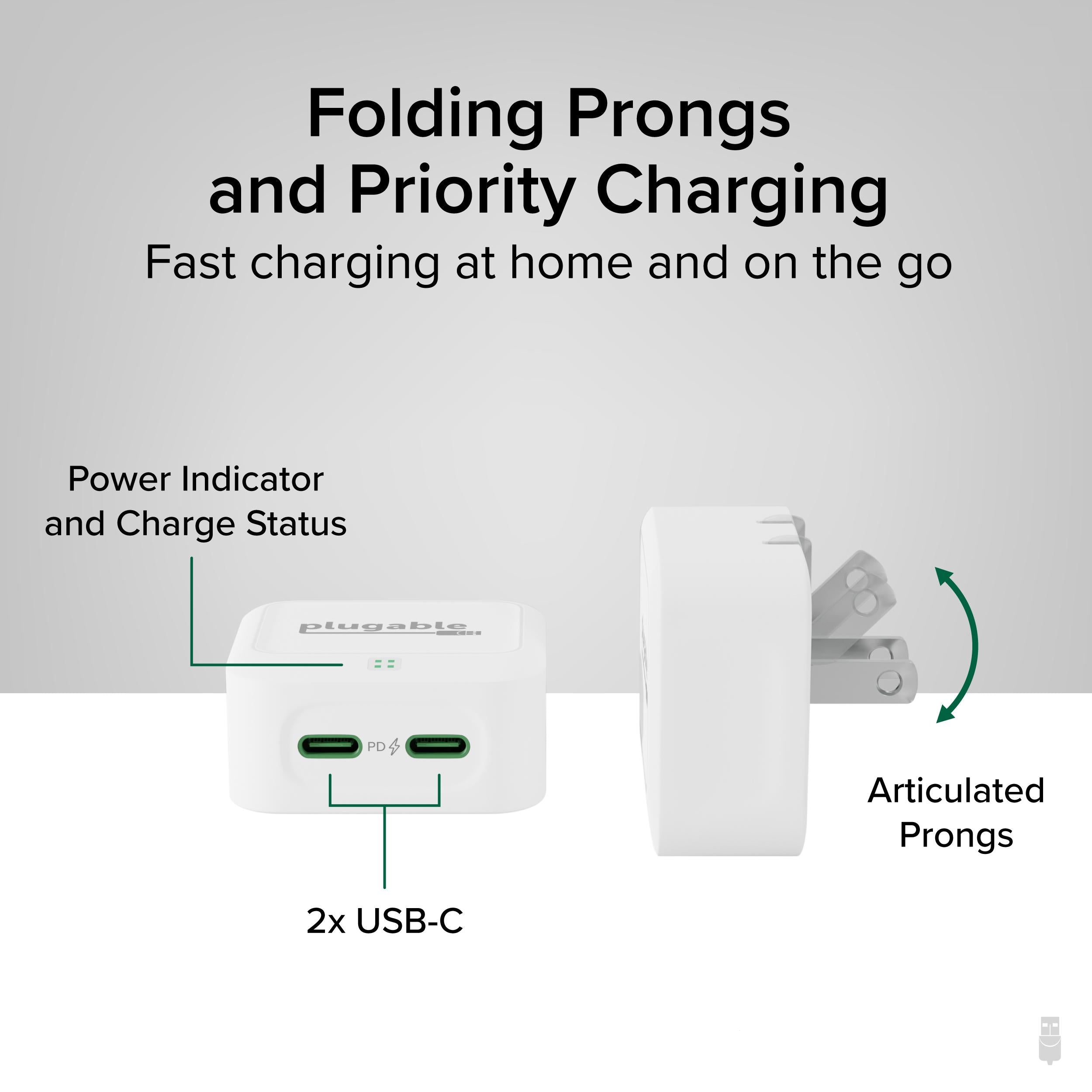 plugable-dual-usb-c-fast-charger-40w-white image 3