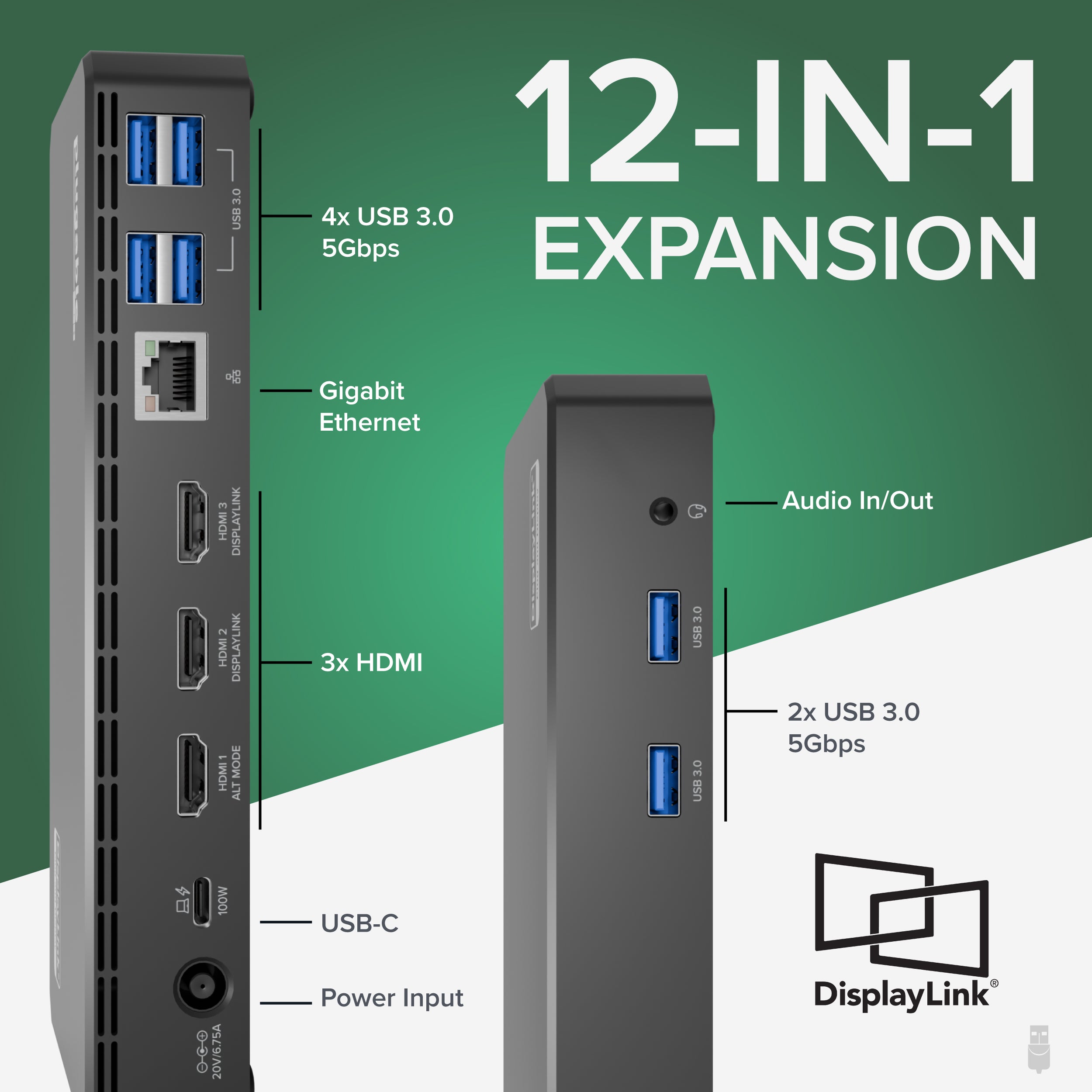 plugable-ud-3900pdz-usb-c-triple-monitor-dock-100w-charging-b-stock image 4