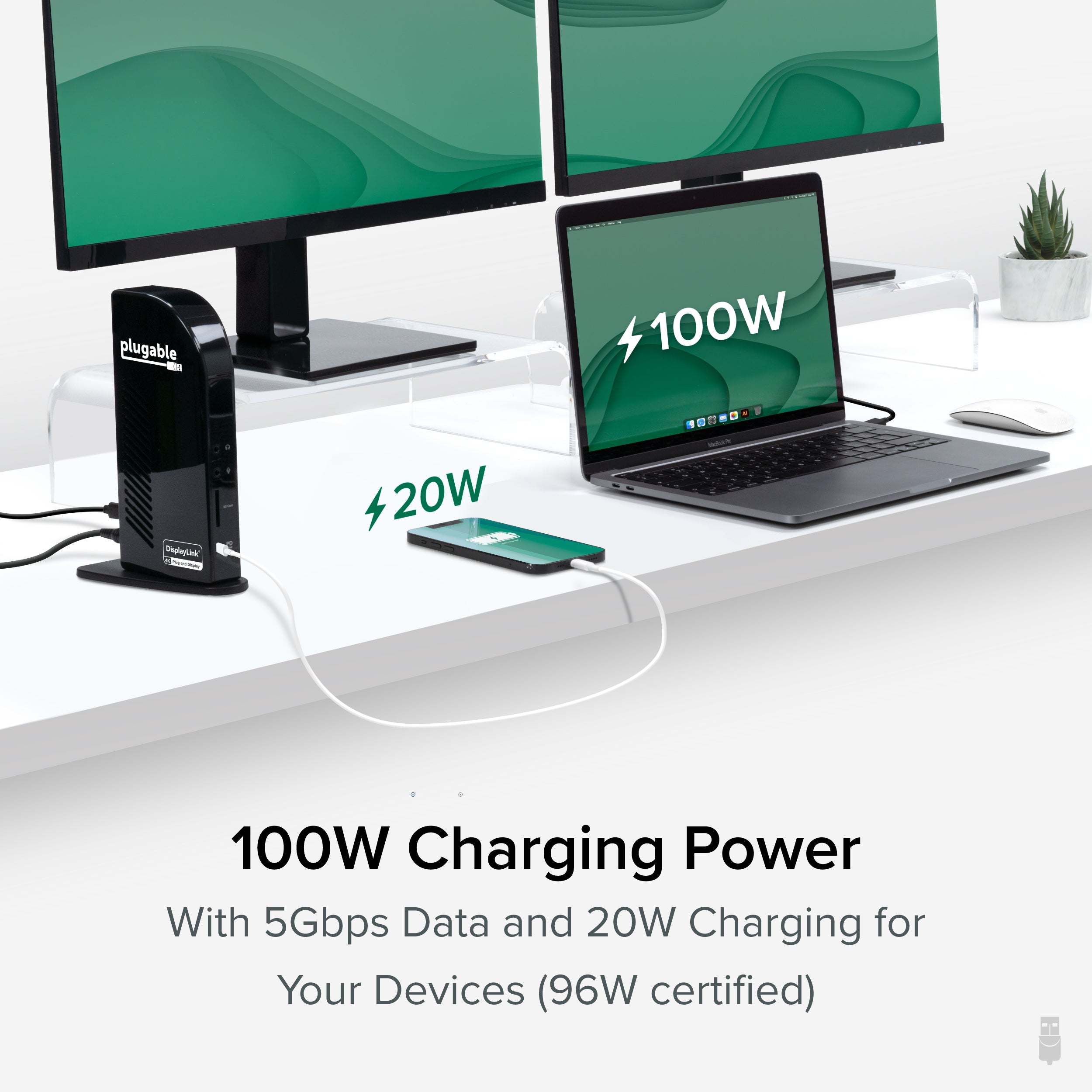 plugable-ud-ultcdl-triple-monitor-usb-c-docking-station-b-stock-with-100w-chargi image 4