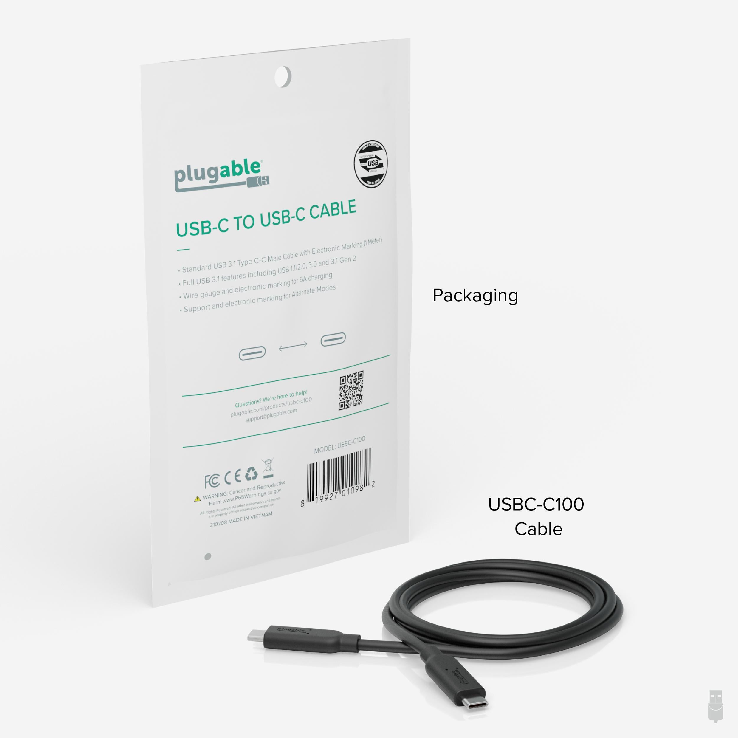 plugable-usbc-c100-usb-c-to-usb-c-cable-1-meter-10gbps-5a-usb-if-certified image 4