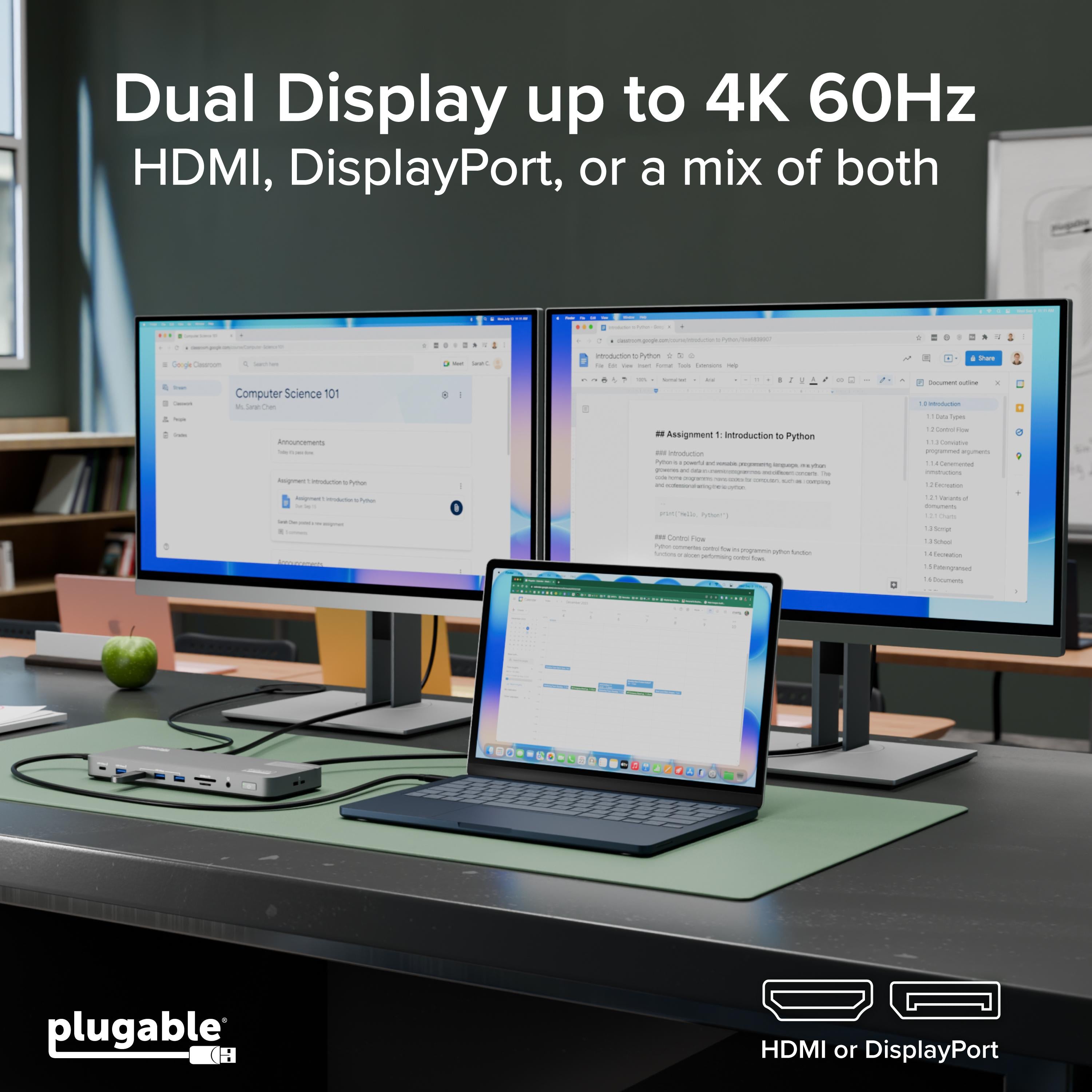 plugable-ud-6950pdh-usb-c-docking-station-for-mac-dual-4k-monitors-100w-laptop-c image 4
