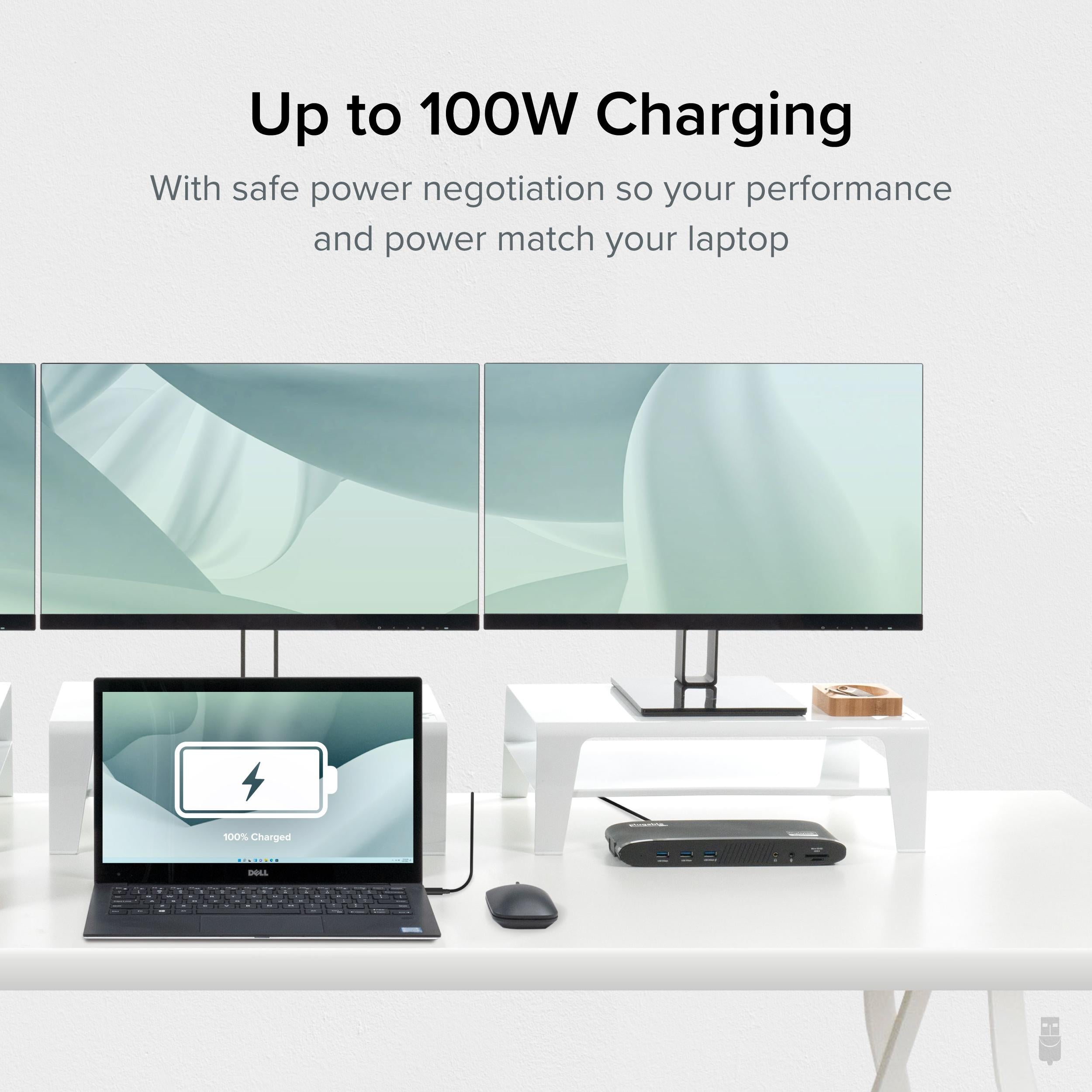 plugable-ud-3900pdh-usb-c-triple-monitor-docking-station-with-3x-hdmi-100w-charg image 4