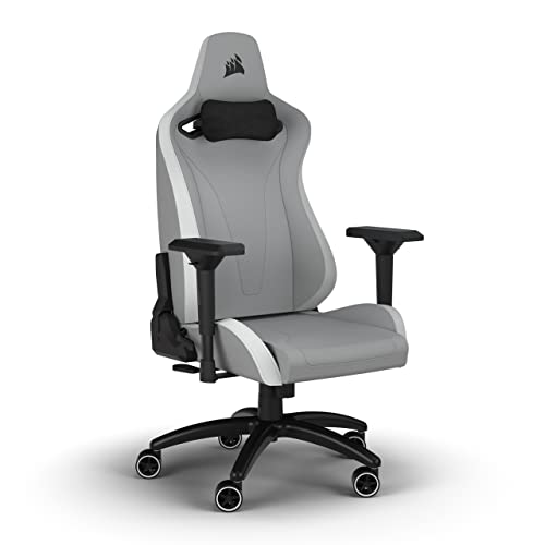 corsair-tc200-leatherette-gaming-chair-standard-fit-light-gray-and-white-adjusta image 8