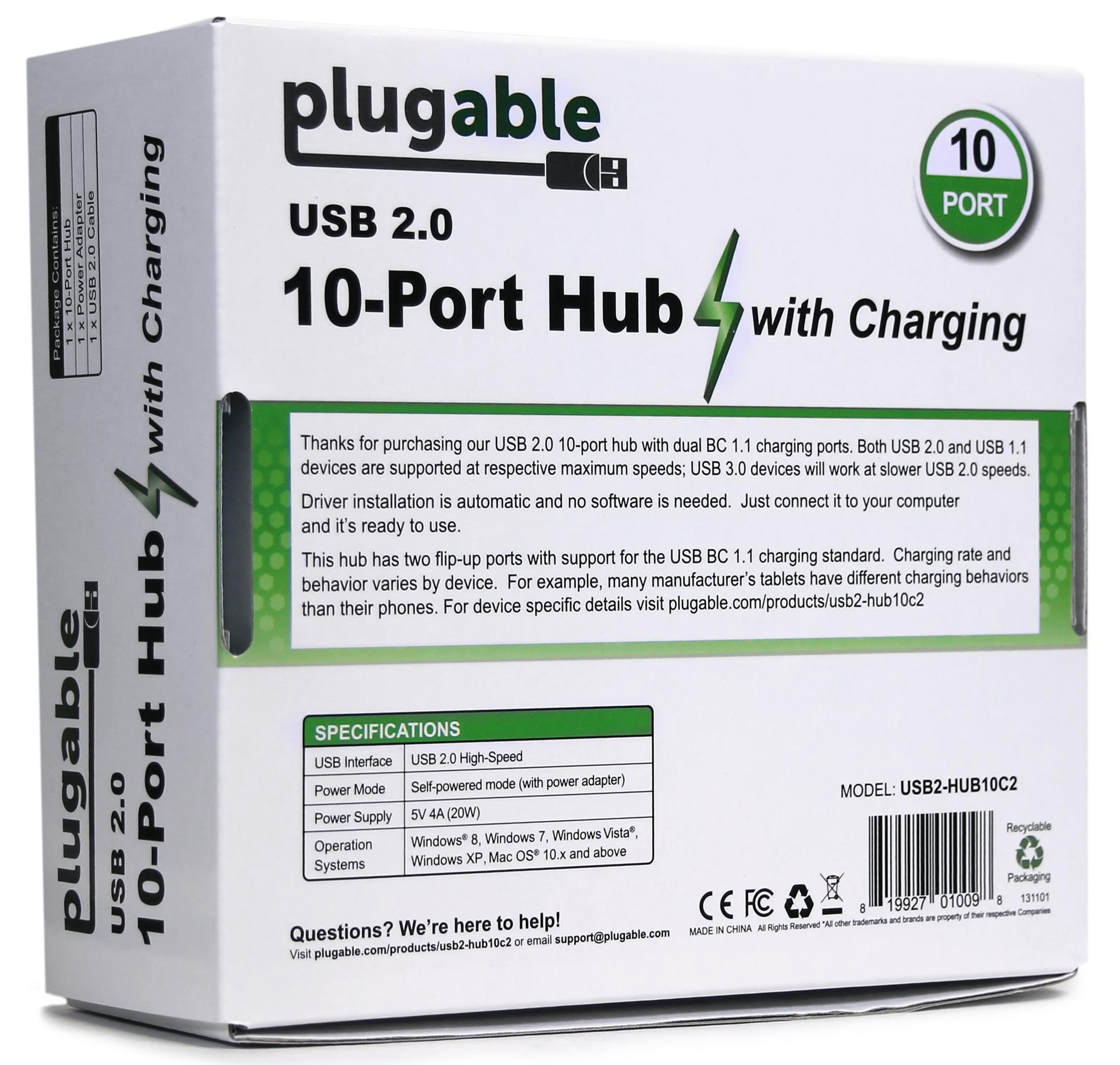 plugable-usb-2-0-10-port-hub-with-20w-power-adapter-usb2-hub10c2 image 5