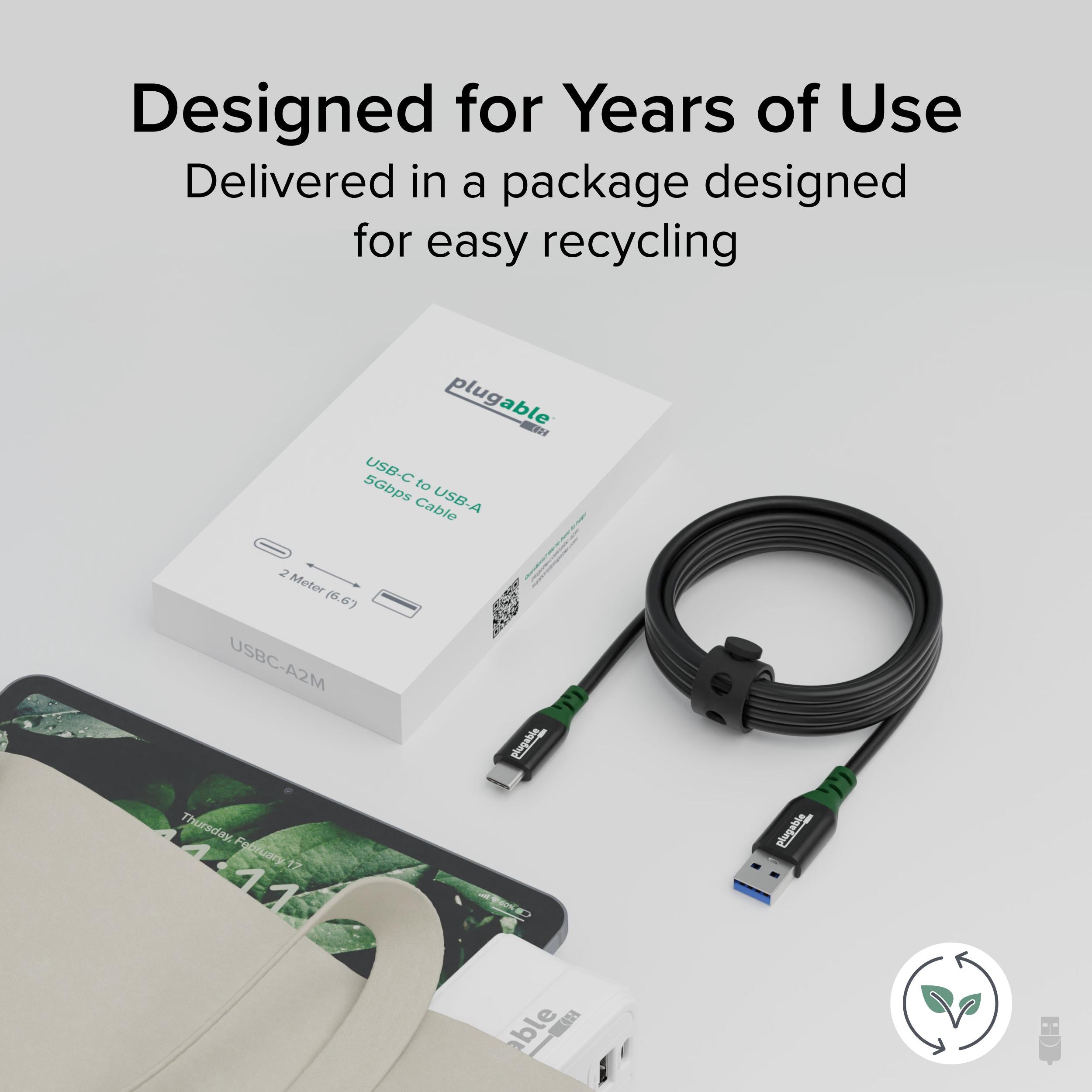 plugable-usb-c-to-usb-a-cable-for-data-and-charging-6-6ft-2m image 5