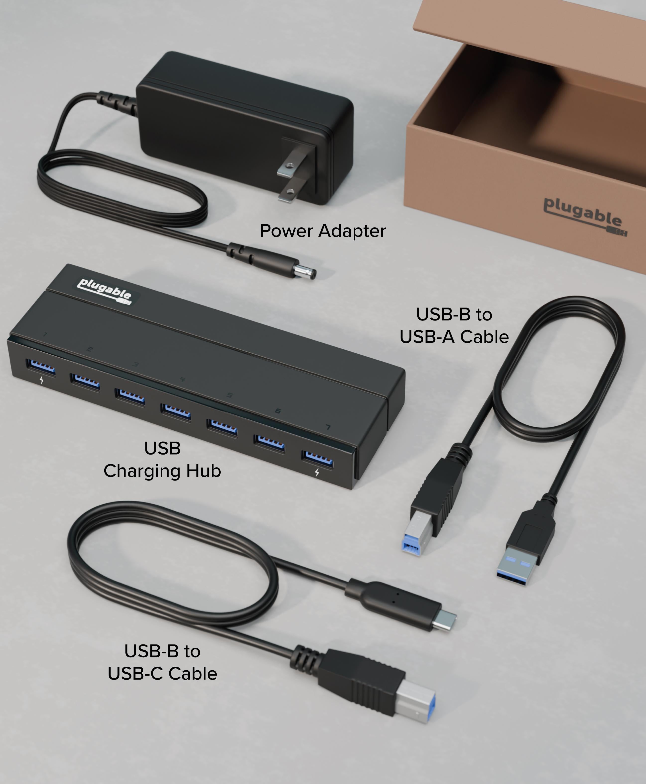 plugable-usb-3-0-7-port-hub-with-2-charging-ports-and-36w-power-adapter image 5
