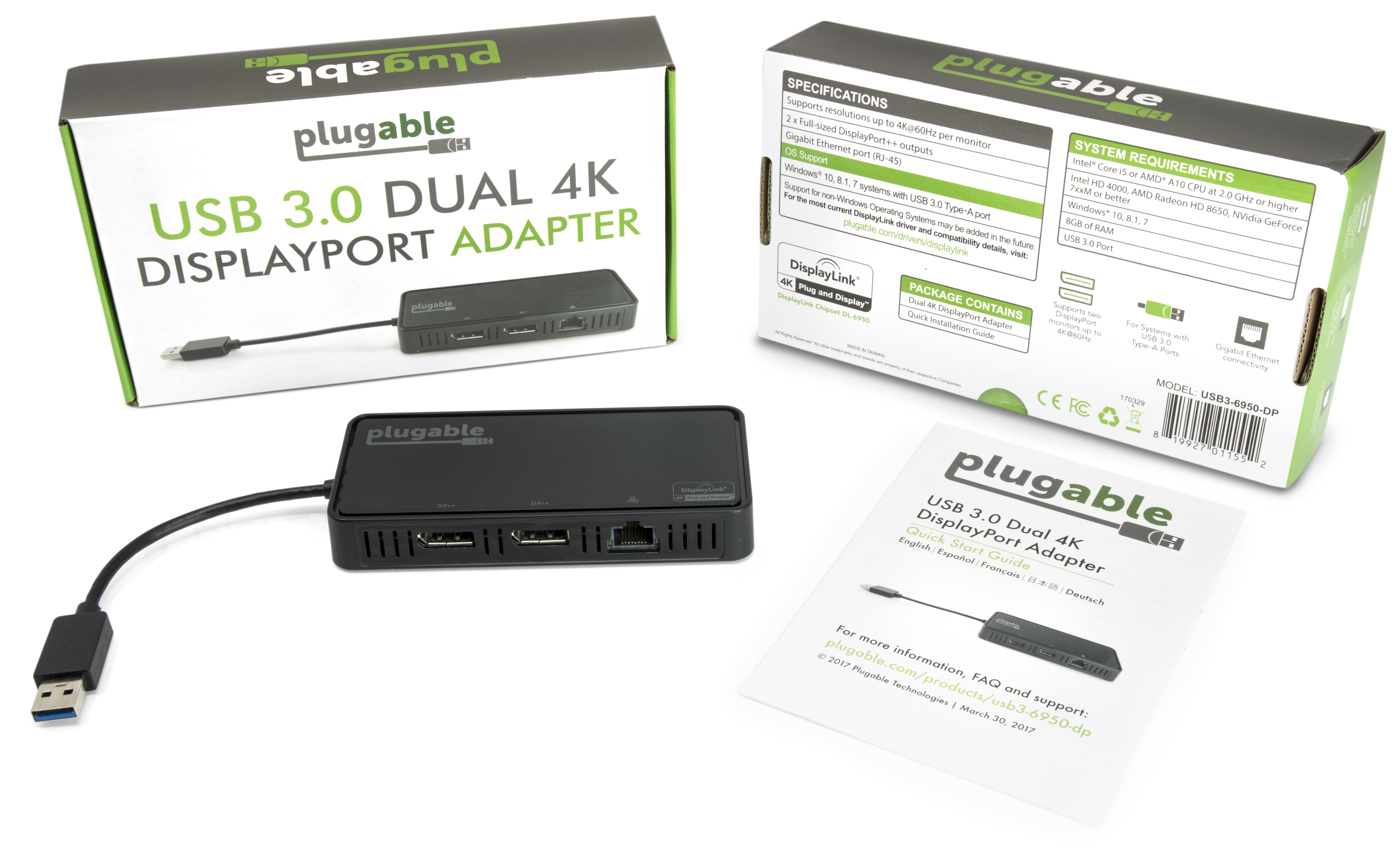 plugable-usb-3-0-dual-4k-displayport-adapter-with-gigabit-ethernet-usb3-6950-dp image 6