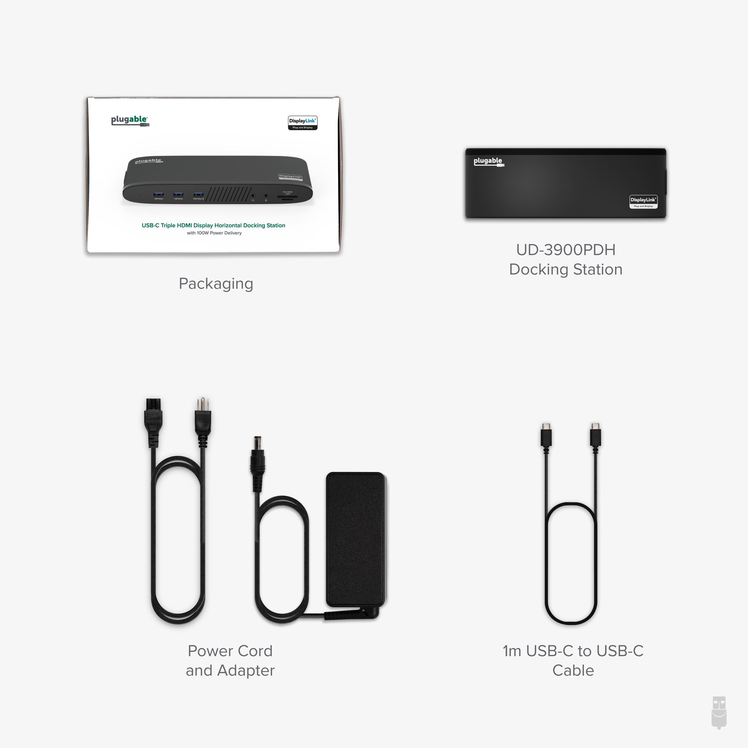 plugable-ud-3900pdh-usb-c-triple-monitor-docking-station-with-3x-hdmi-100w-charg image 7